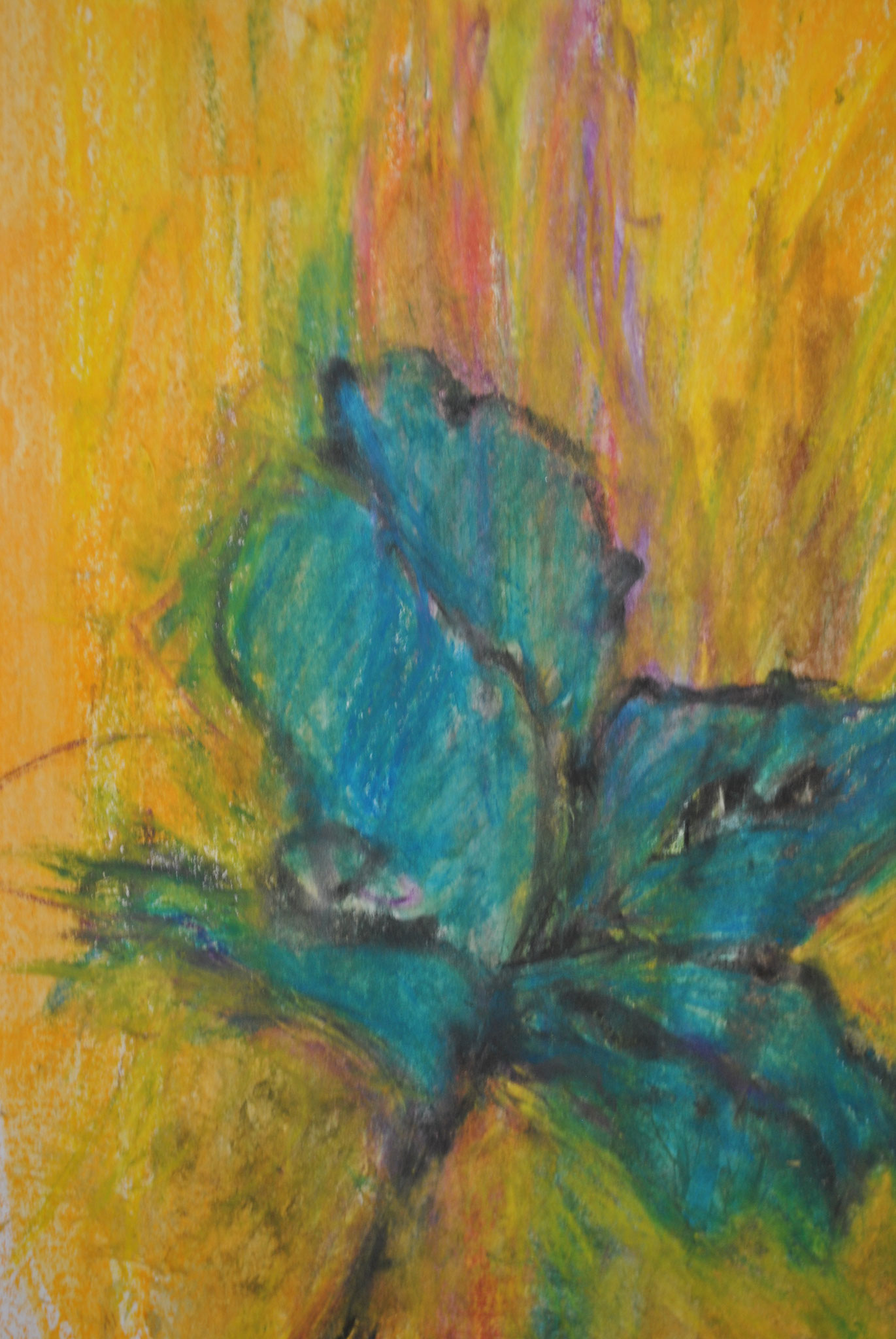 Flower bleu 2024 détail dessin crayon ciré A4 Bois de Vincennes 32*42 cm 2024