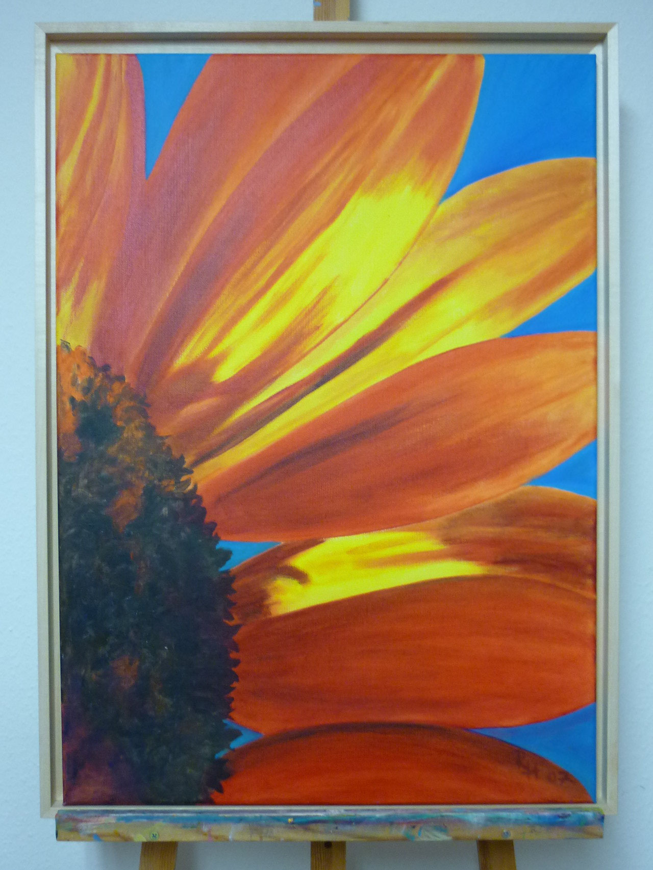 Sonnenblume  70cmx50cm mit Rahmen in Schwarz  160,-