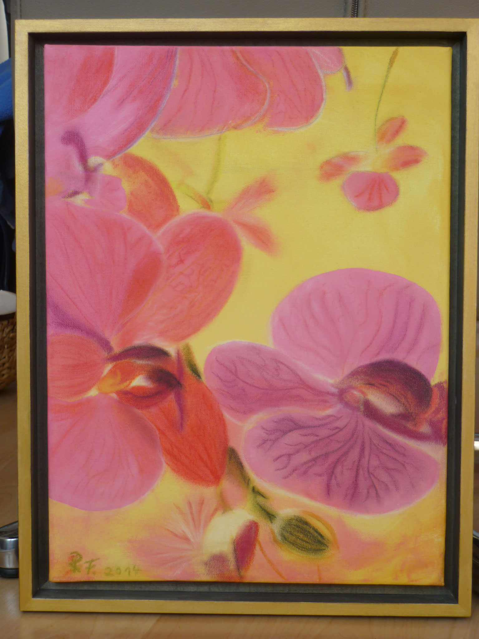 Orchidee 40cmx30cm mit Holzrahmen 125,-