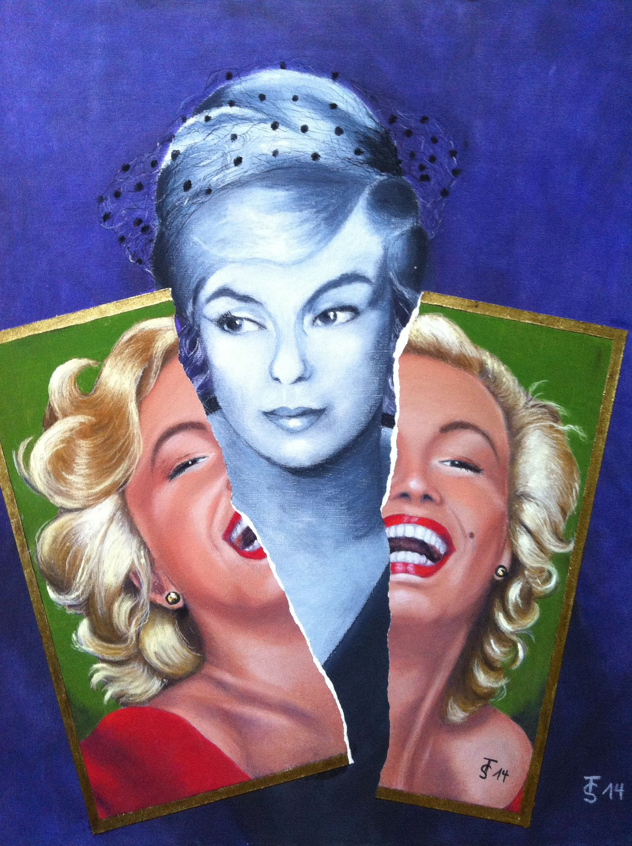 Marylin – Zerrissenheit einer Diva  _ (Collage aus zwei Pastellbildern, 50 x 60 cm)