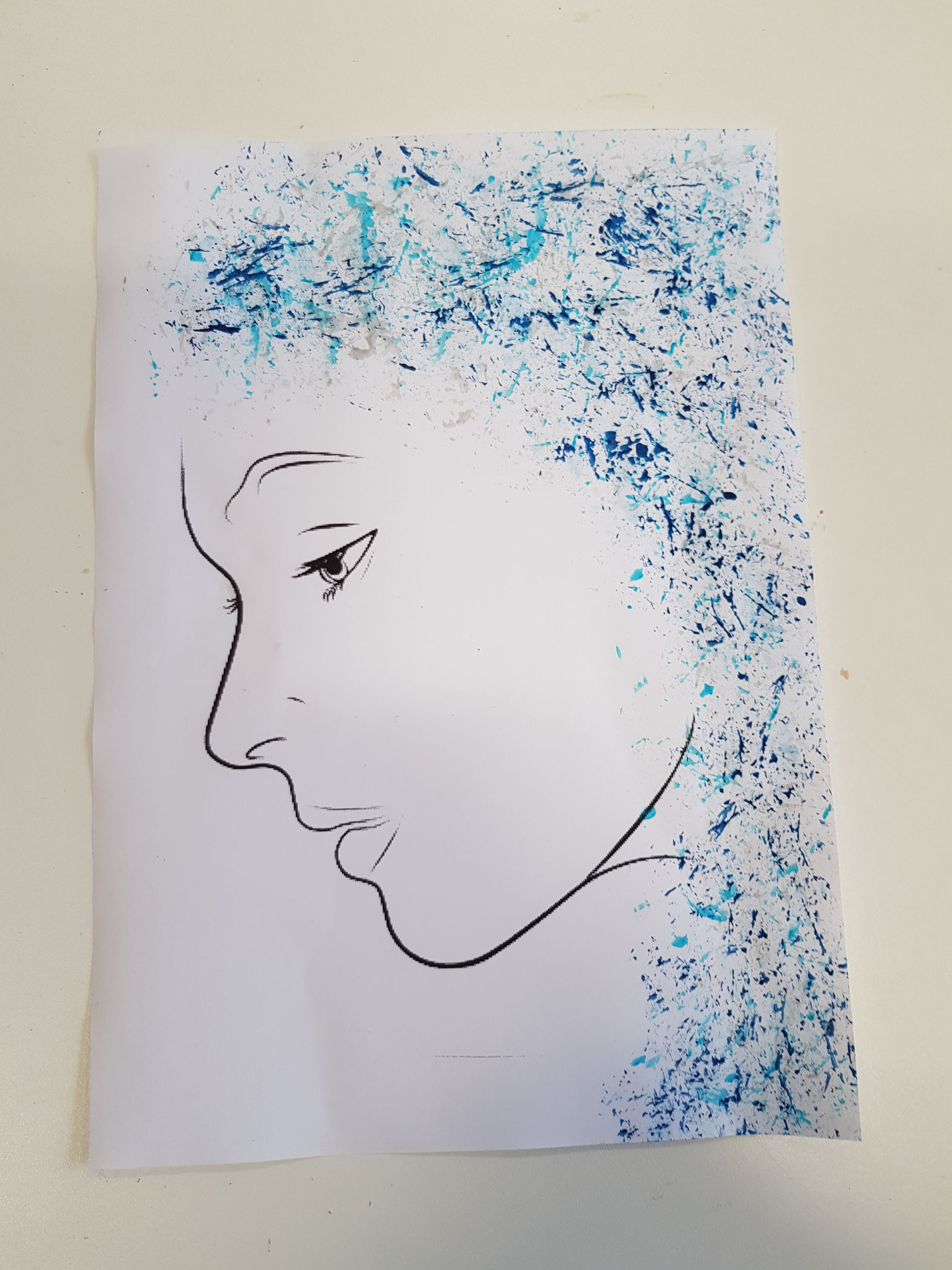 Einfachsttechnik mit Acrylfarbe und Alufolie aufgetragen