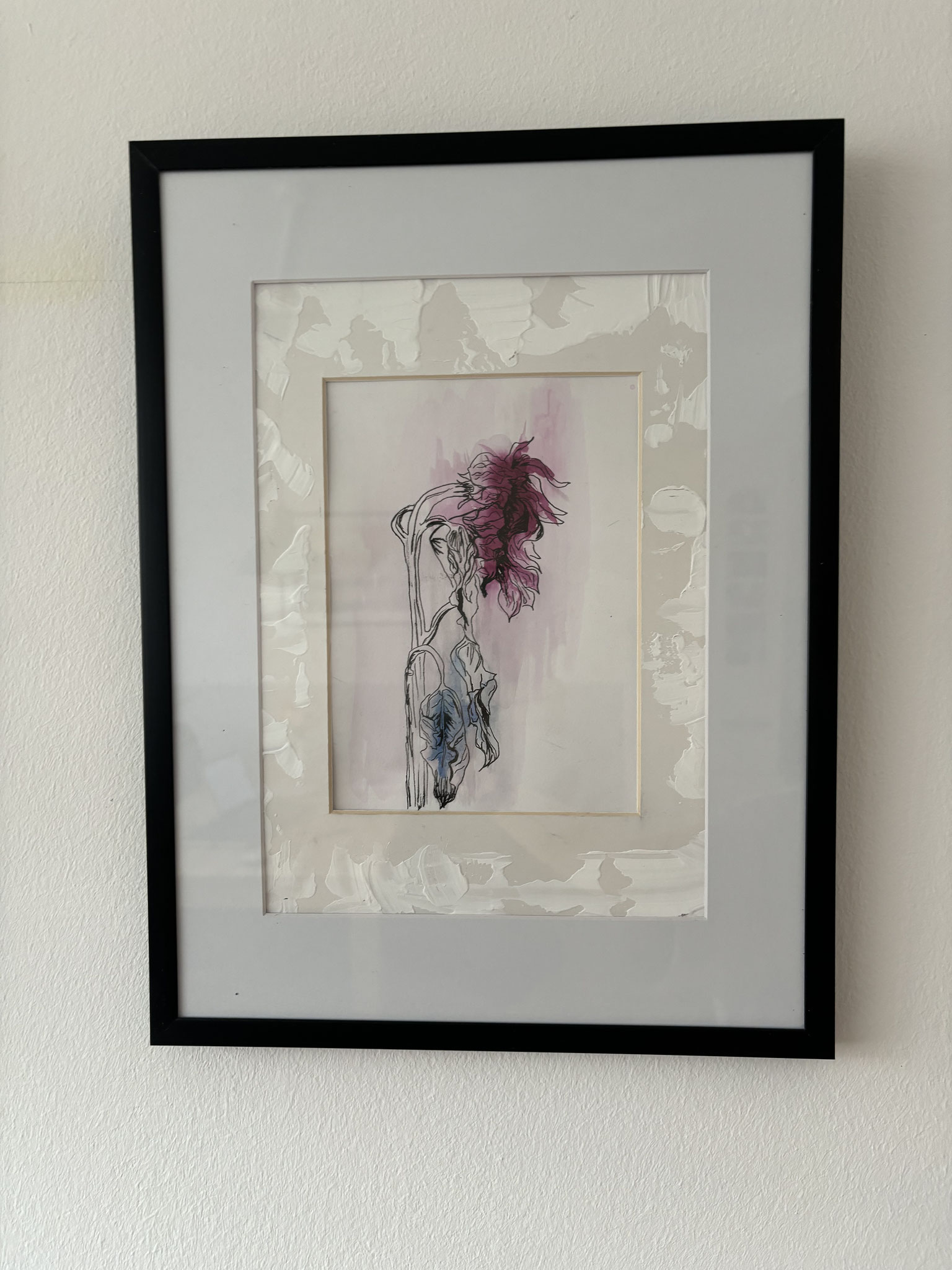 Floral1.0, Tinte auf Papier, 30x40cm, 150 mit Rahmen und Passepartout