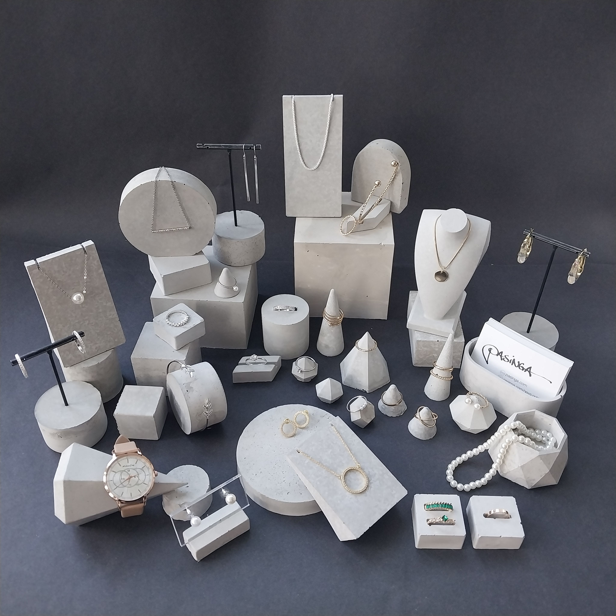 SOLD Large Jewellery Display Set of 40 Unique Stands, H09, €329.50