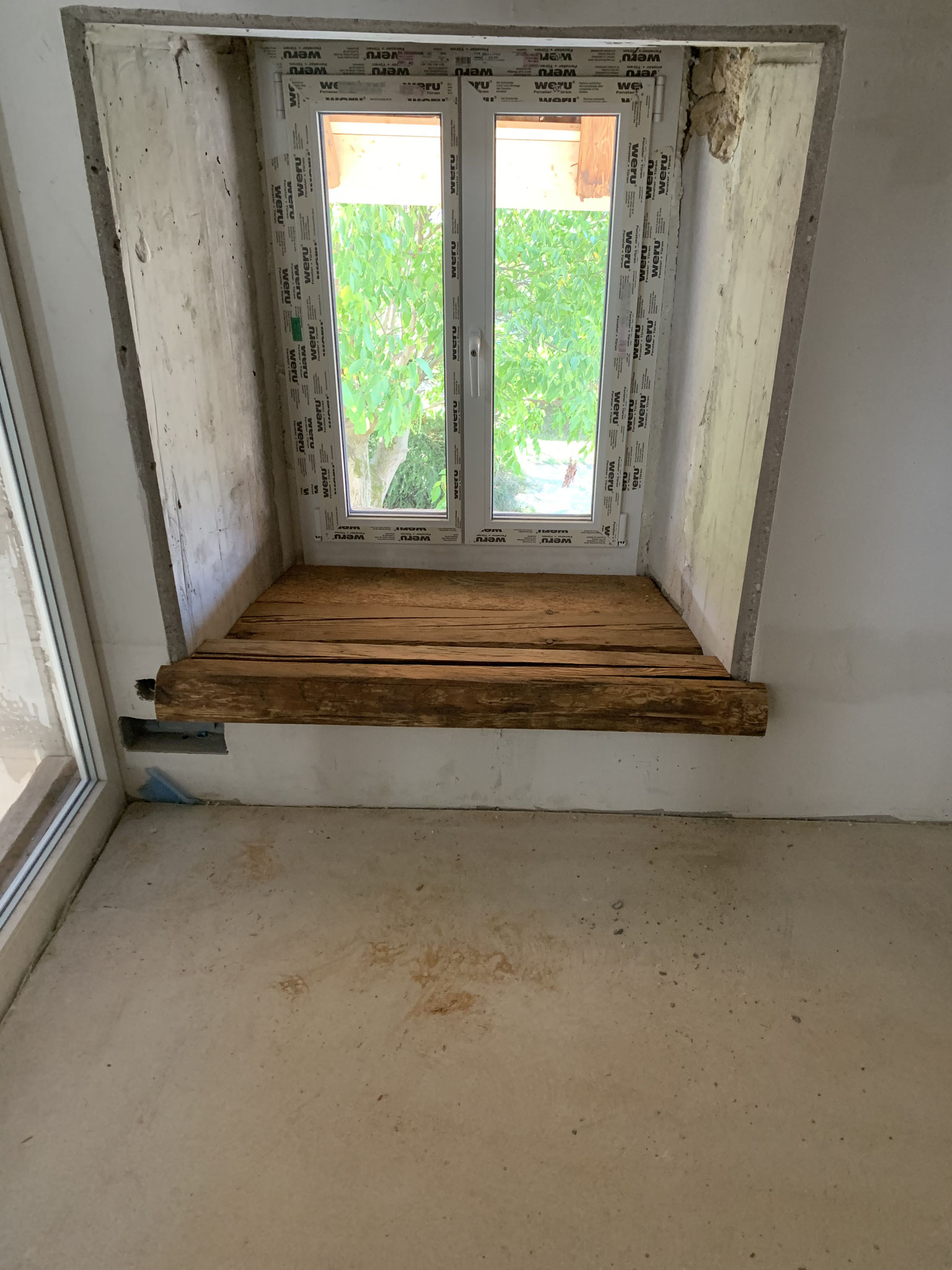 Restauration Bauernhaus Fensterbänke und Fensteranschlussleisten