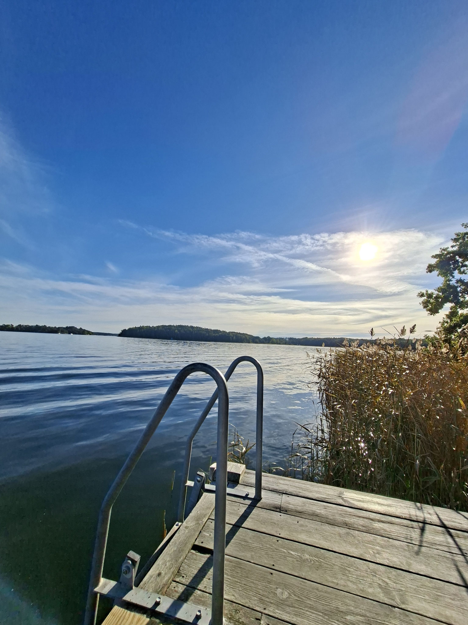 Sicht auf einen Steg auf der Insel Waxholm im stockholmer Schärengarten.