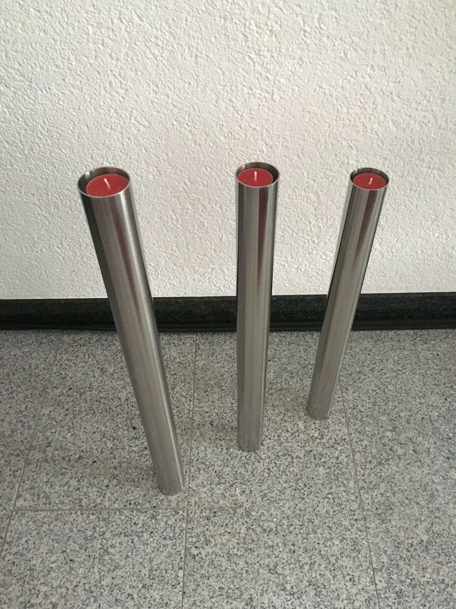 Kerzenständer Edelstahl 55 60 65 mm Set 3 tlg. 220€