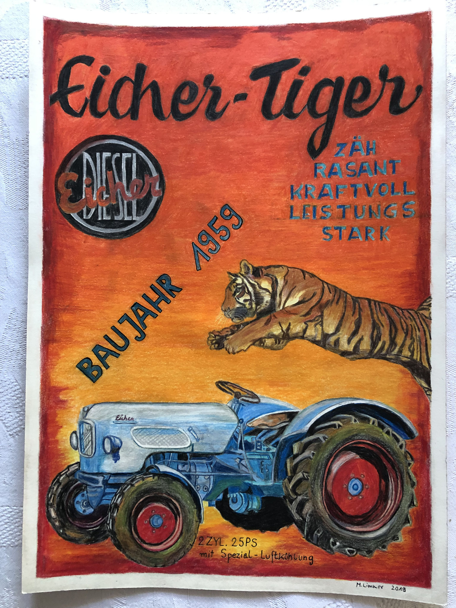 Eicher Tiger / Polychromos / Geburtstagsgeschenk