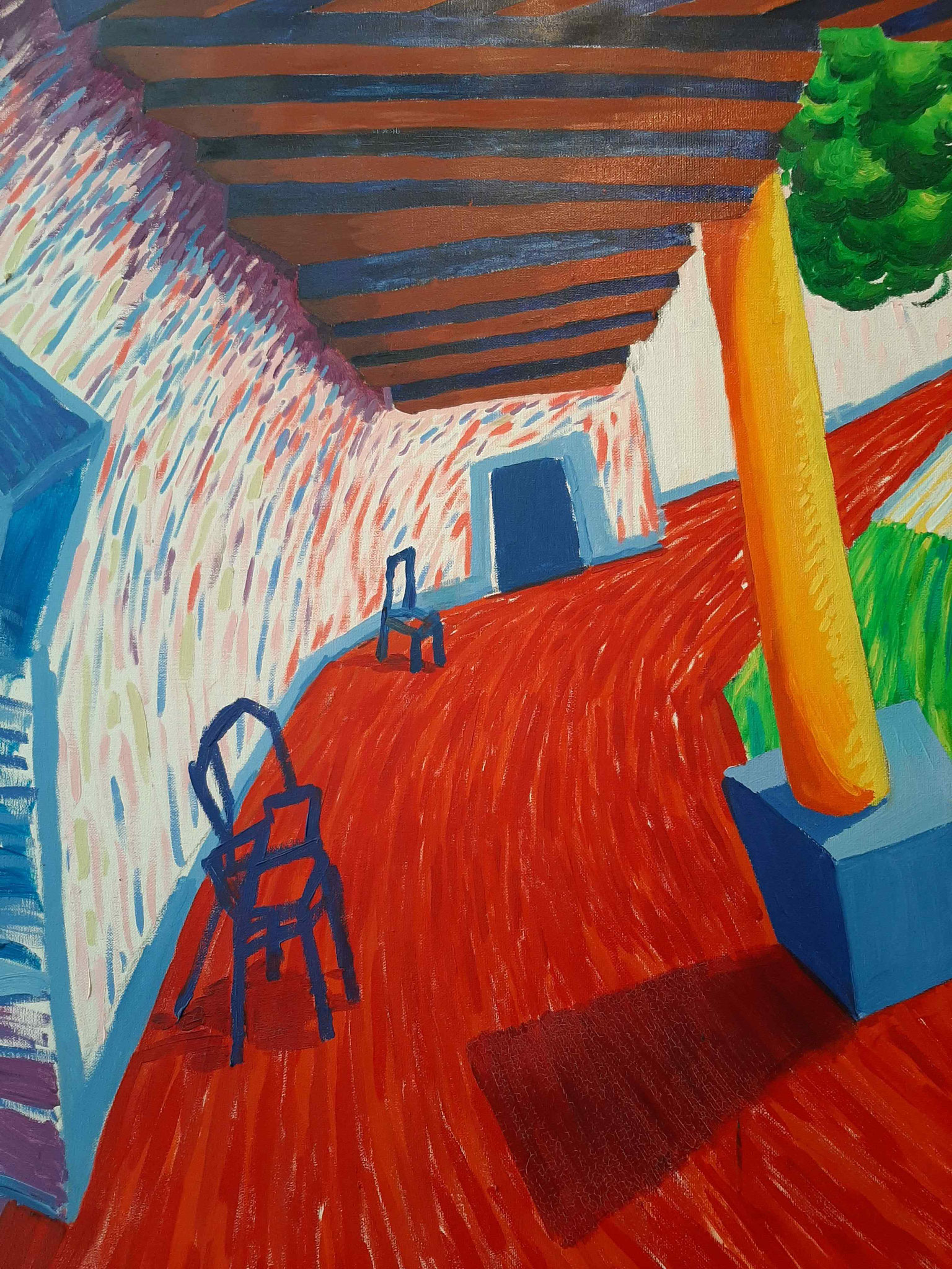 "A Walk Around the hotel Courtyard Acatlan" David Hockney