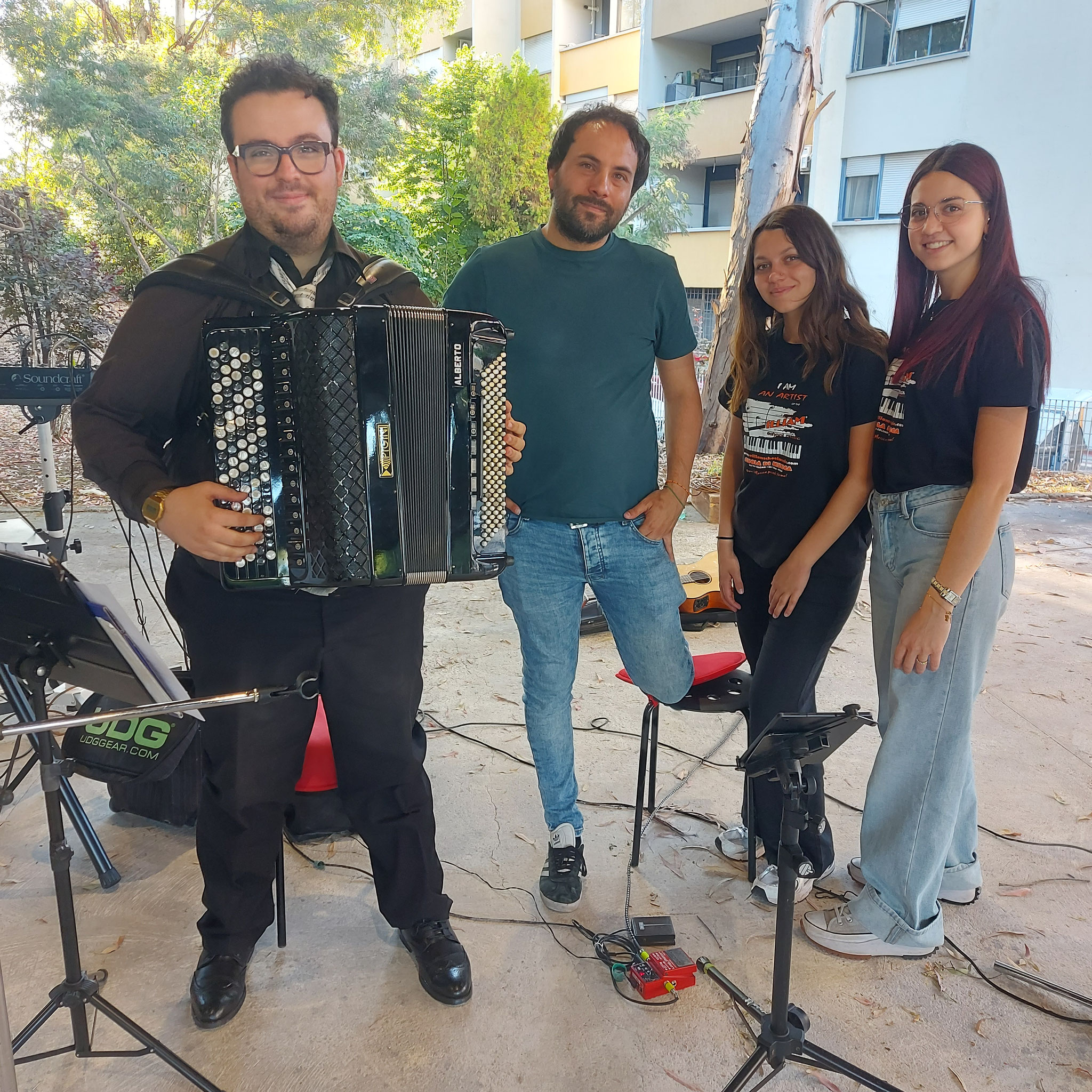 William School Music. Da SX: Il M° Alberto Cicero, Chiara Busdraghi, il M° Flavio Marinelli e Michela Penna.