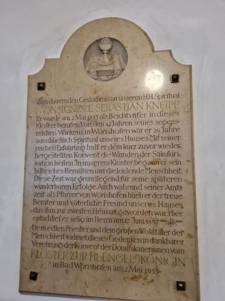 Gedenktafel im Sebastianeum Bad Wörishofen