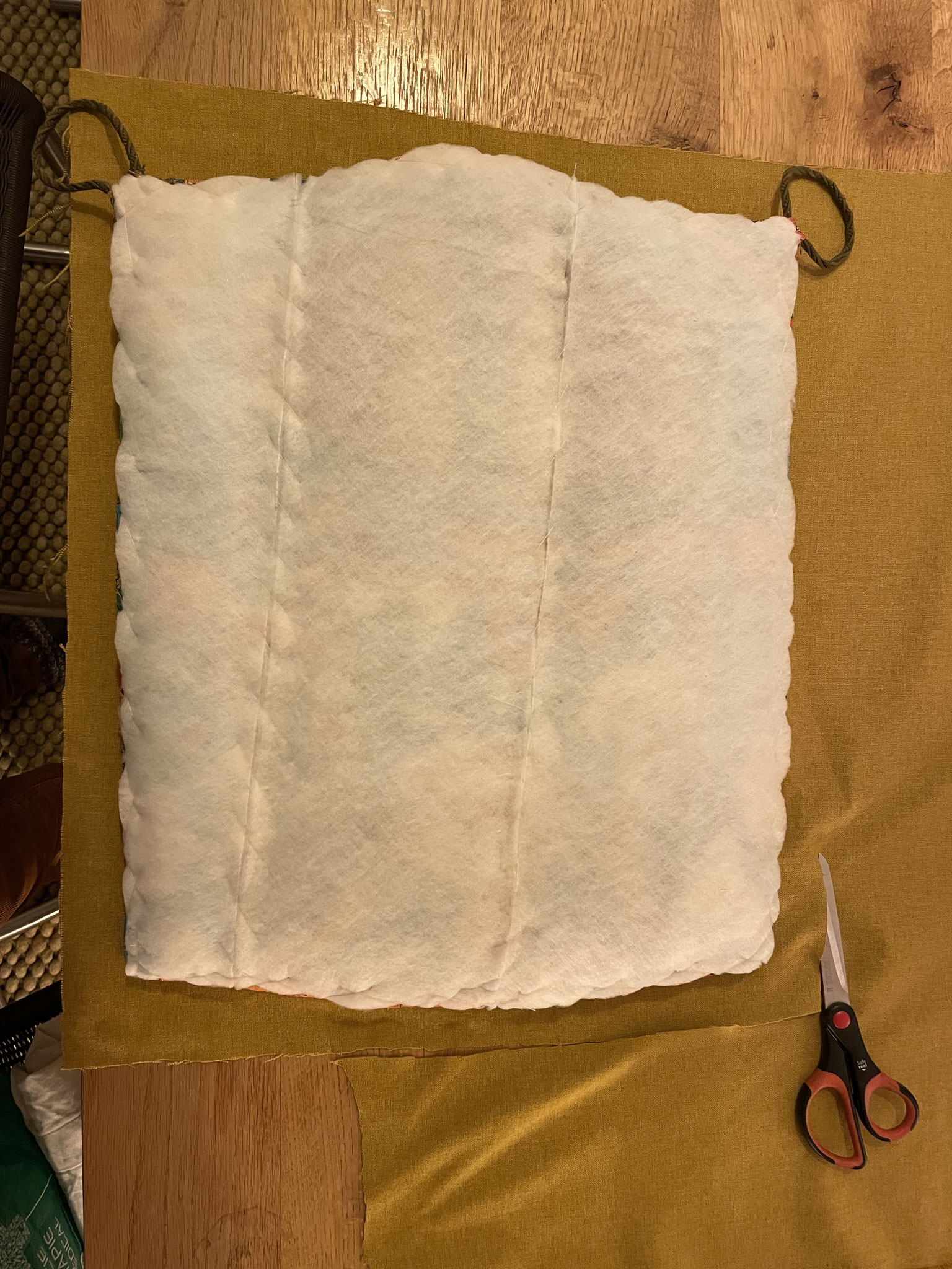 Time to cut the fabric that is to cover the back of the cushion.