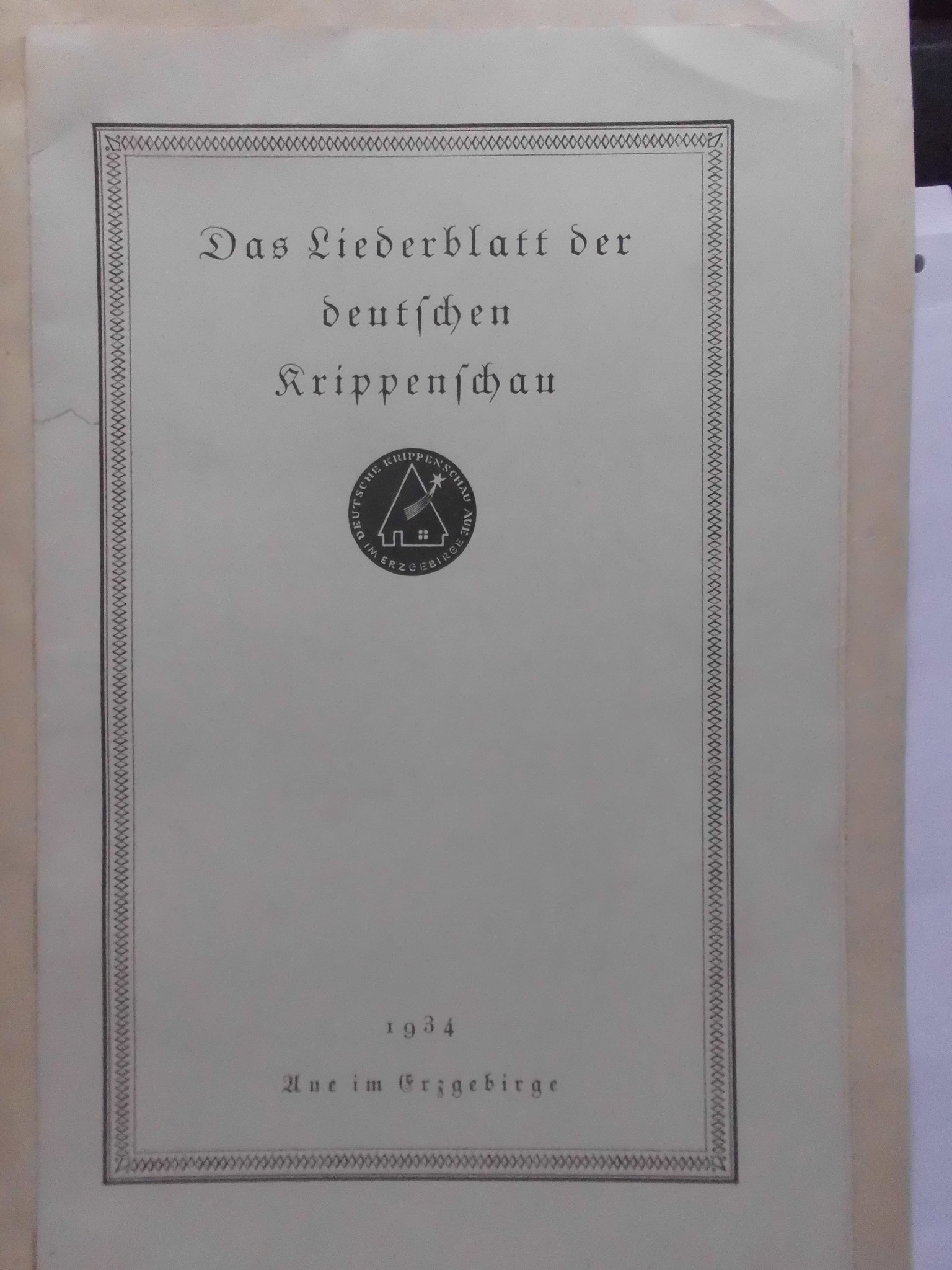 Liederblatt zur Deutschen Krippenschau Aue
