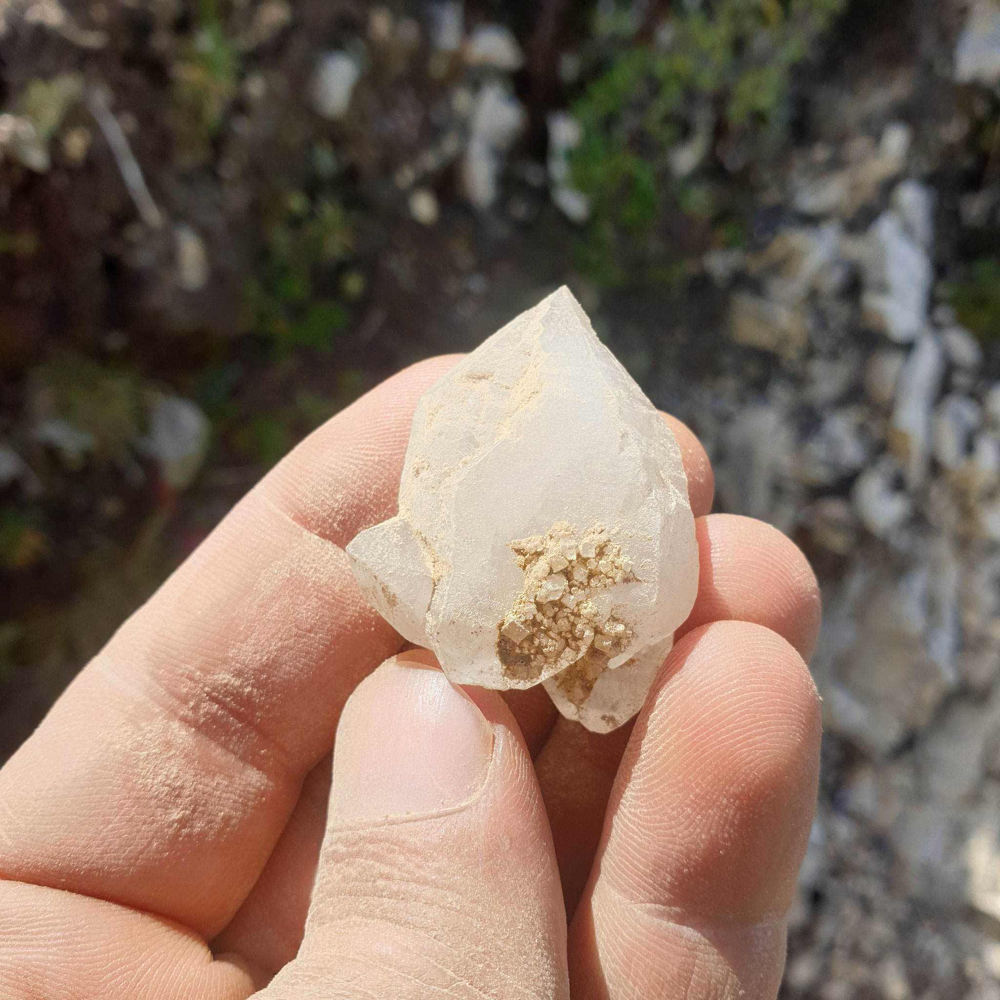 ...floater of Rock Crystal and small Fluorites...