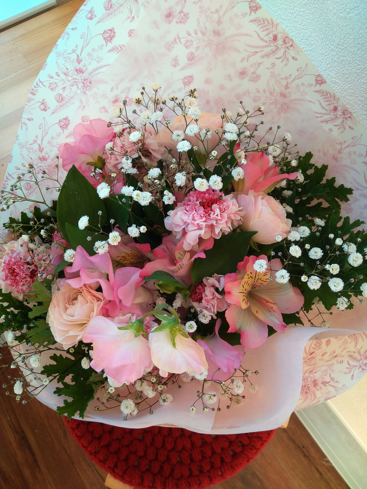 ピンク系お任せ花束