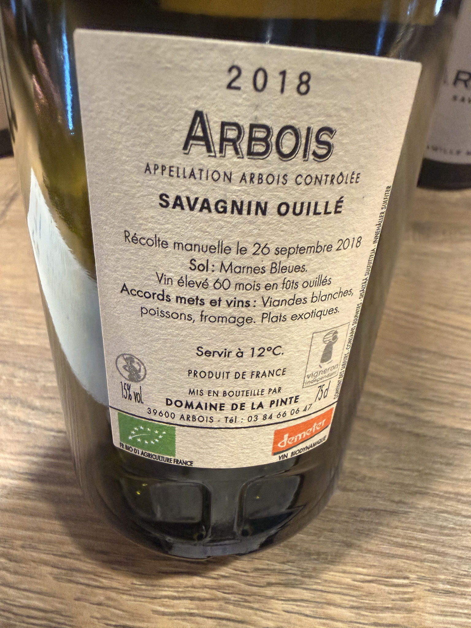 savagnin ouillé 60m, 18m sur lie