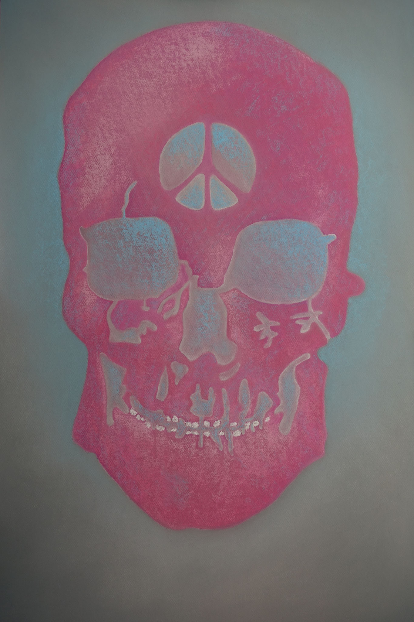 Crâne peace&love, 80x120, 3000 €