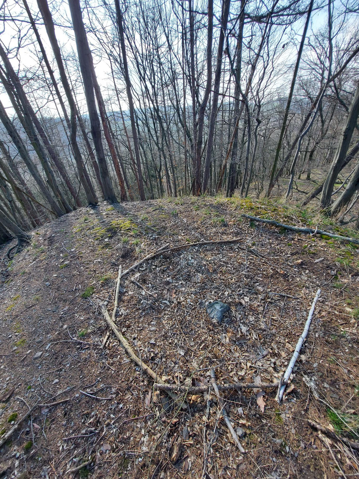 Ganz oben auf dem Berg ist ein Erdhügel. Wenn man den hochkletter, ist man genau HIER: