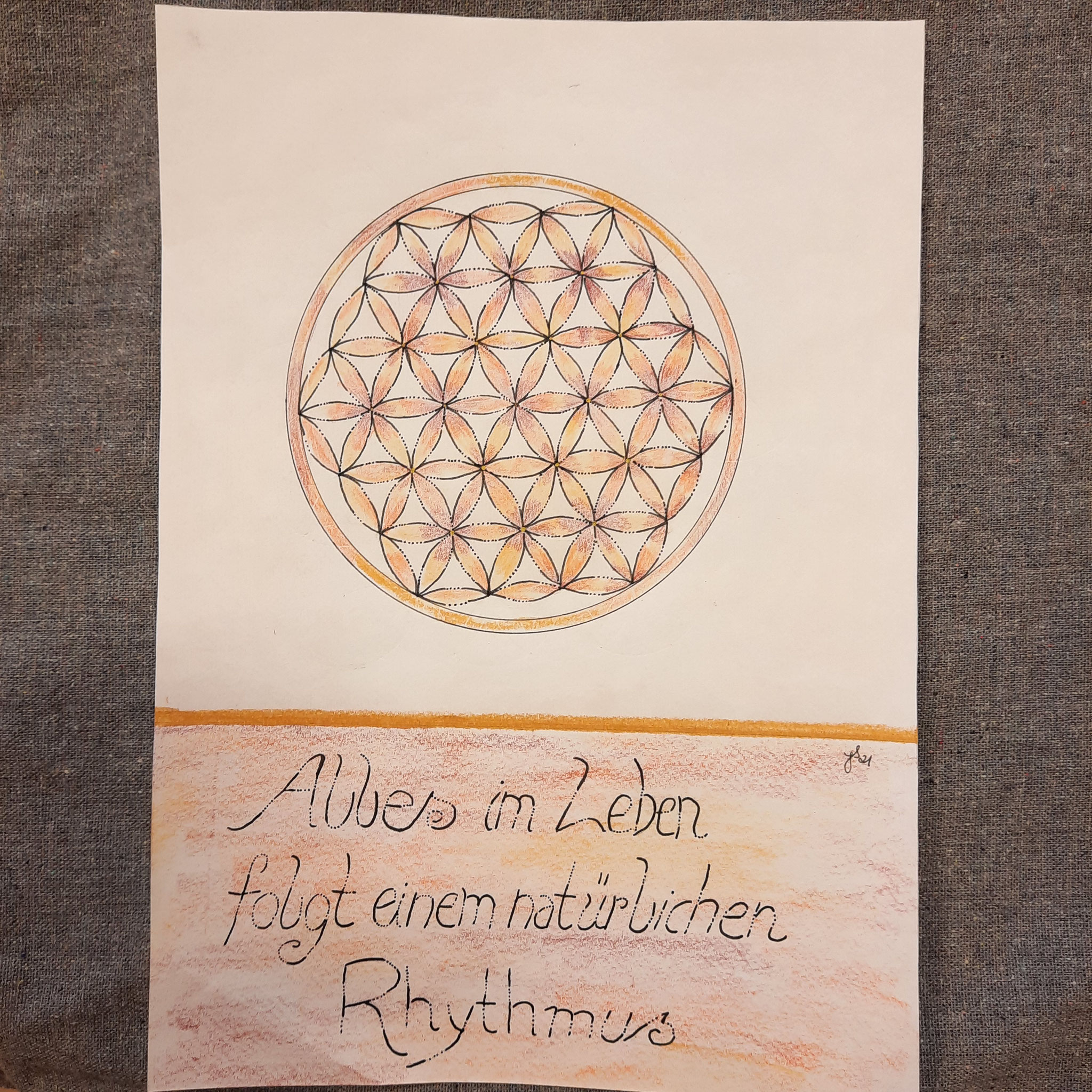 The flower of life; Zeichenpapier; Buntstift; DINA4