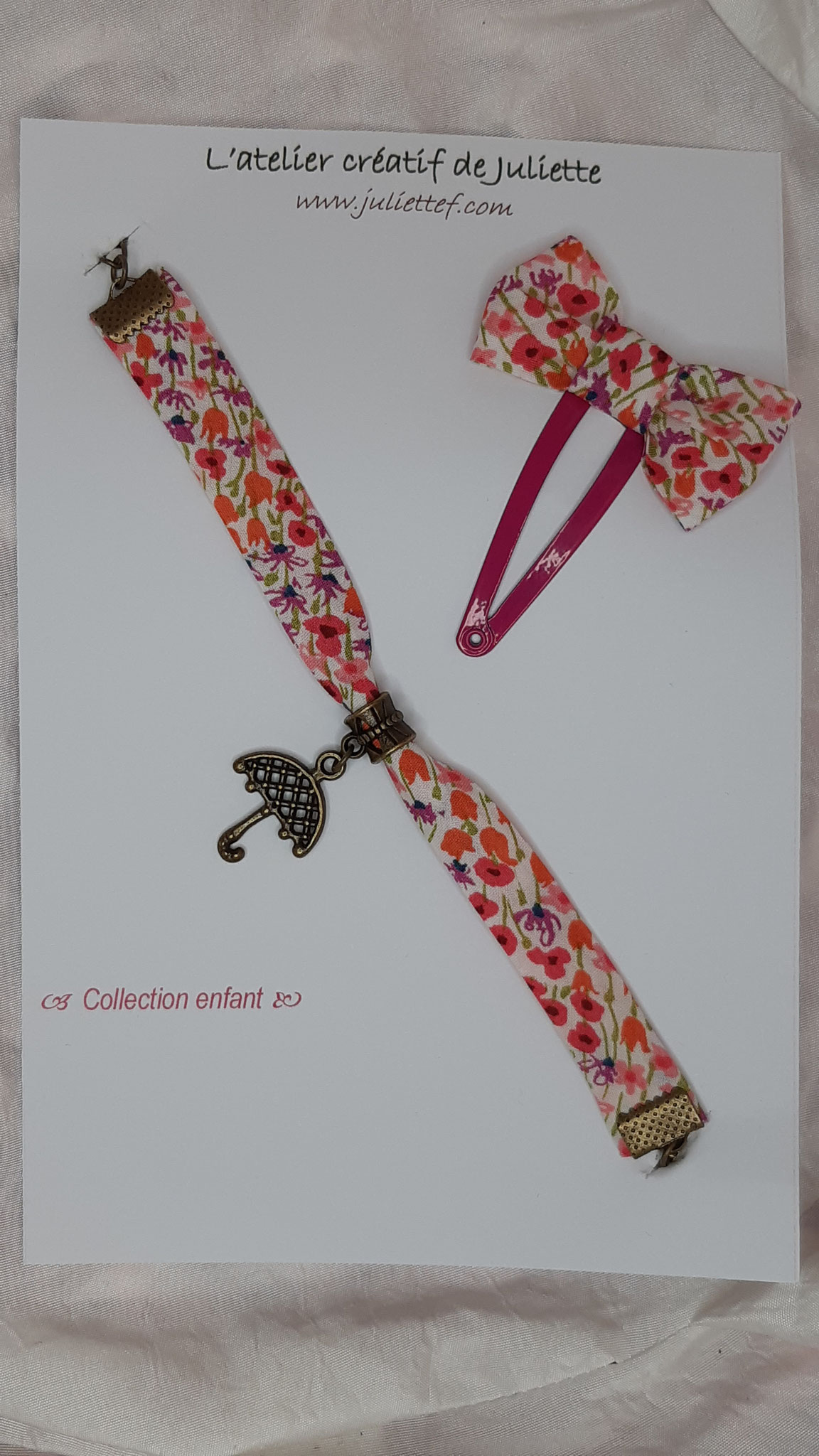 modèle 14 : parure fillette rose orange ombrelle