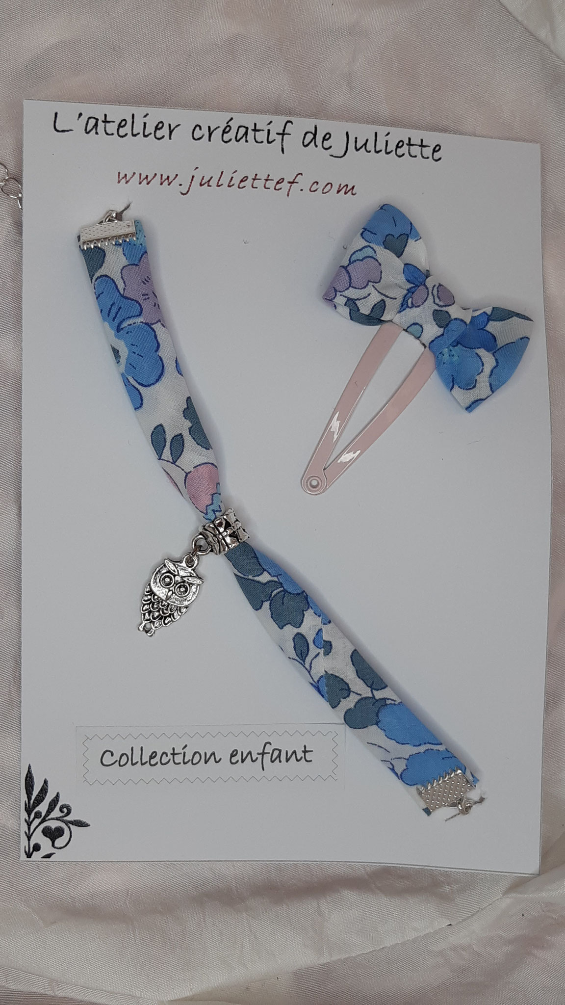 modèle 11 : parure fillette bleu chouette