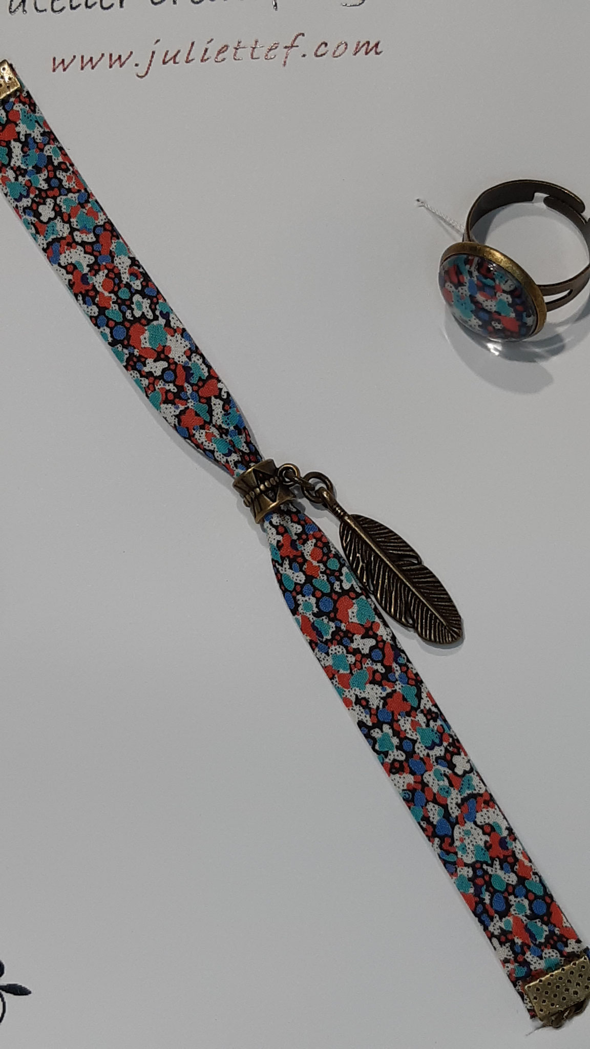 modèle 2 : bracelet + bague plume