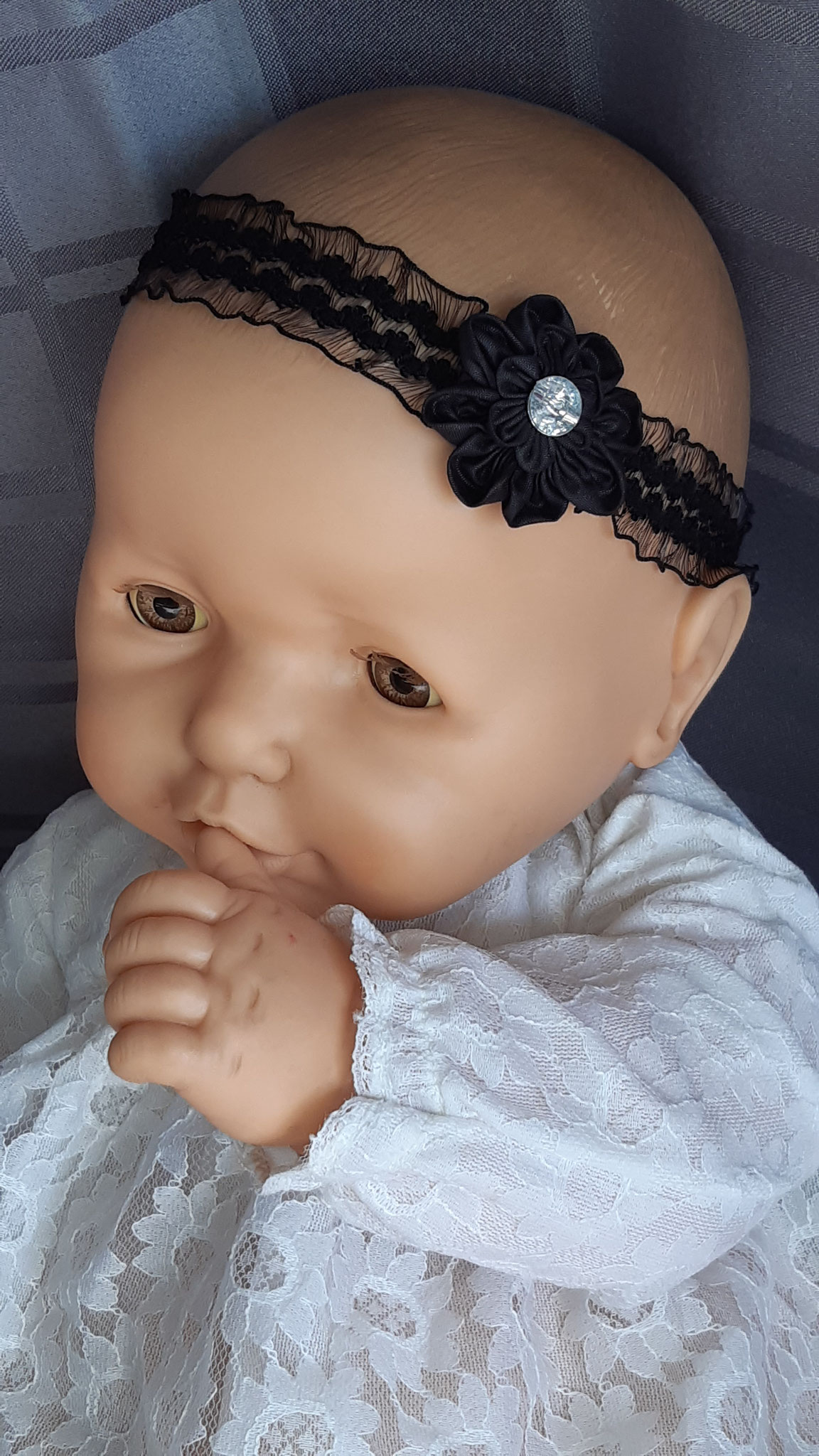 modèle 1 : bandeau bébé fleur noir