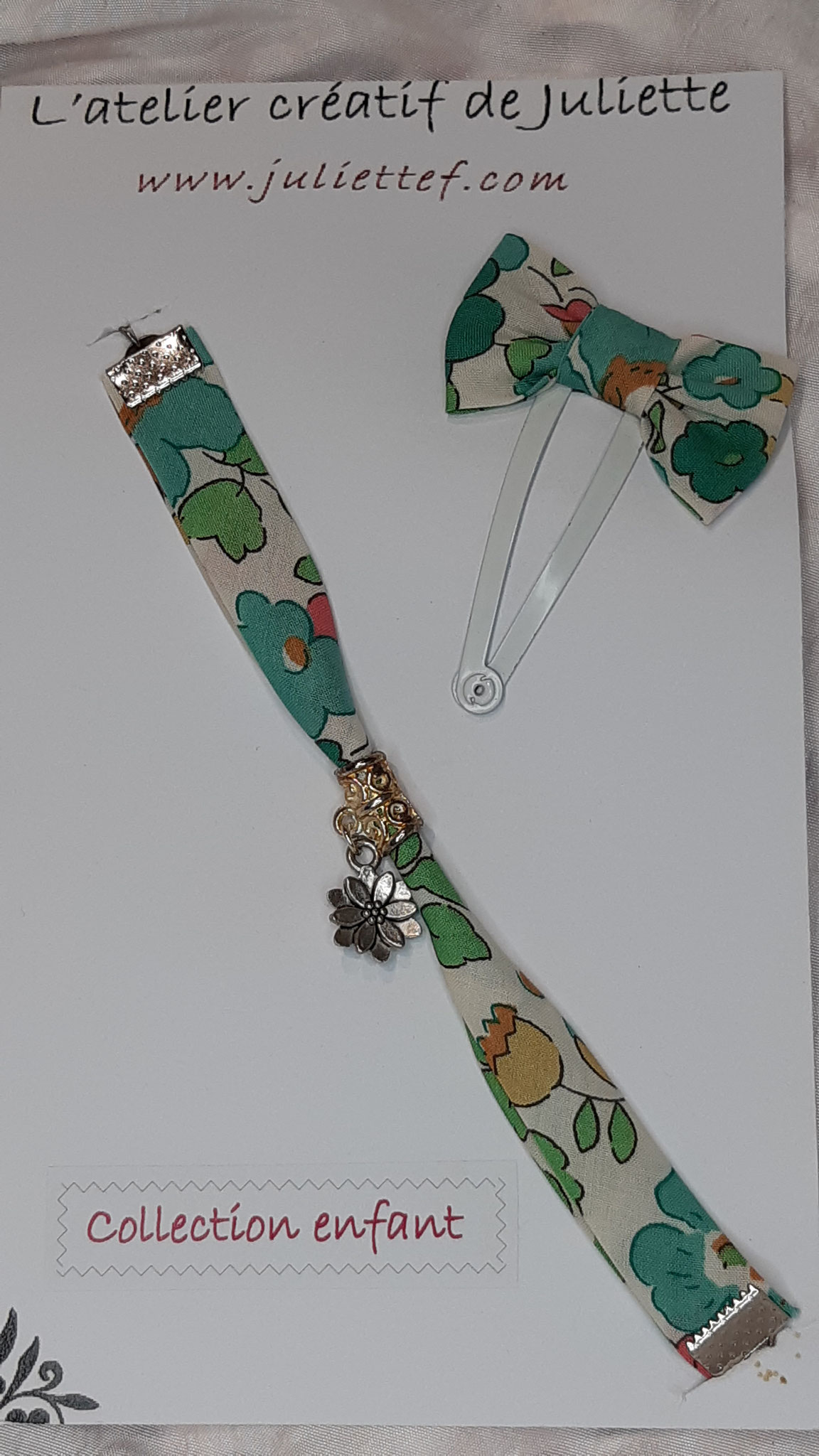 modèle 6 : parure fillette vert clair fleur