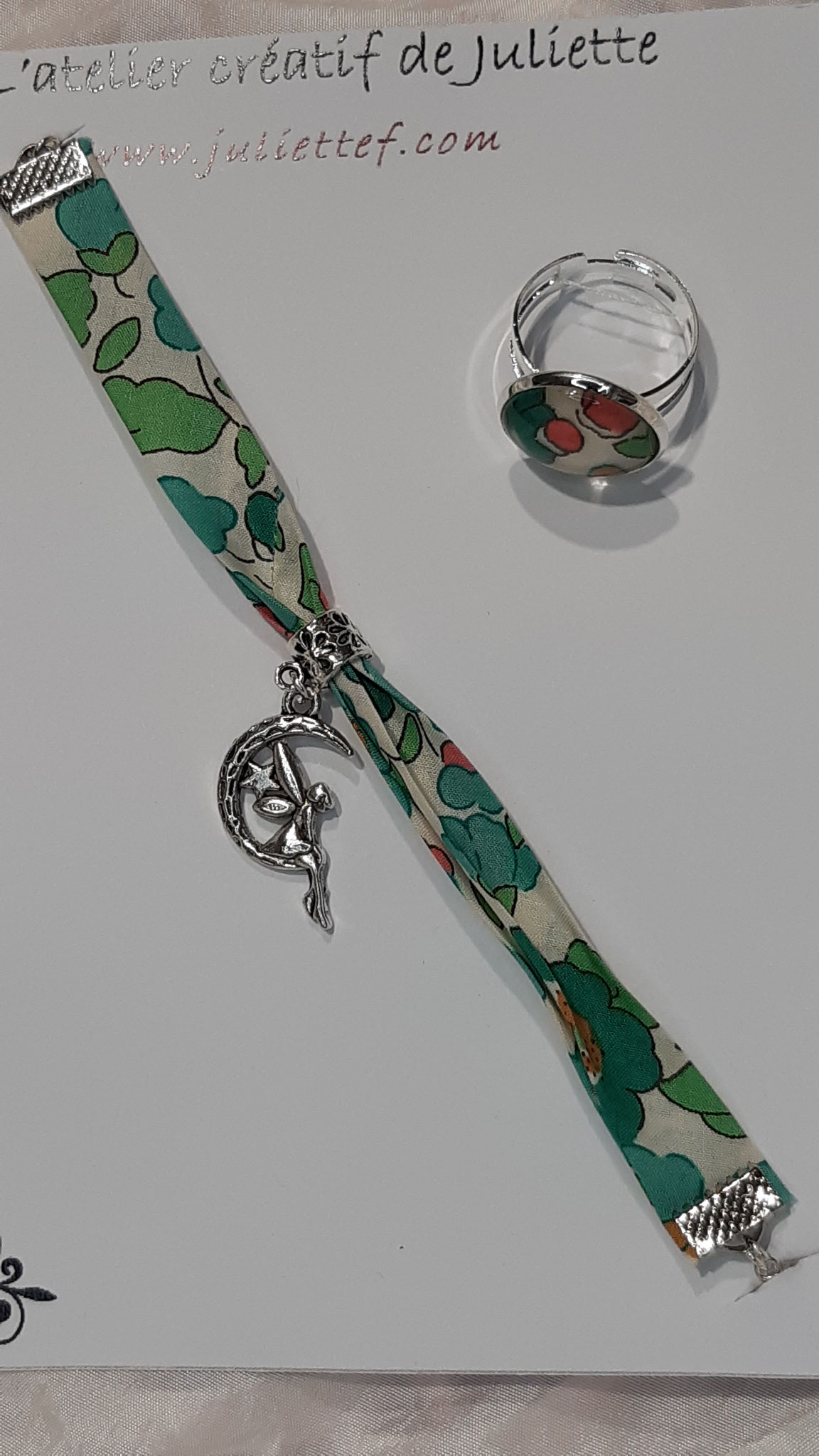 modèle 8 : bracelet + bague fée vert