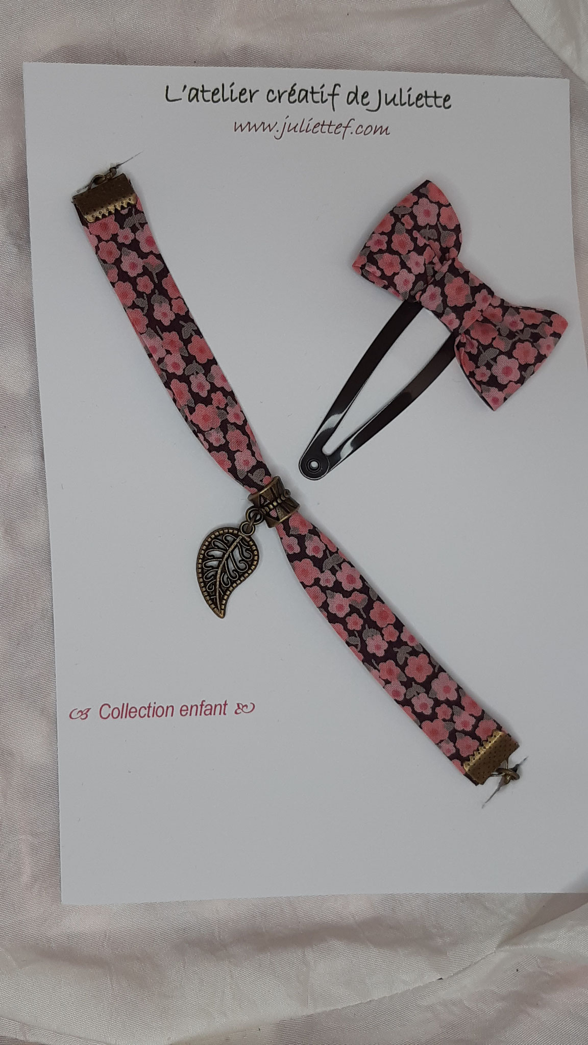 modèle 17 : parure fillette rose marron feuille