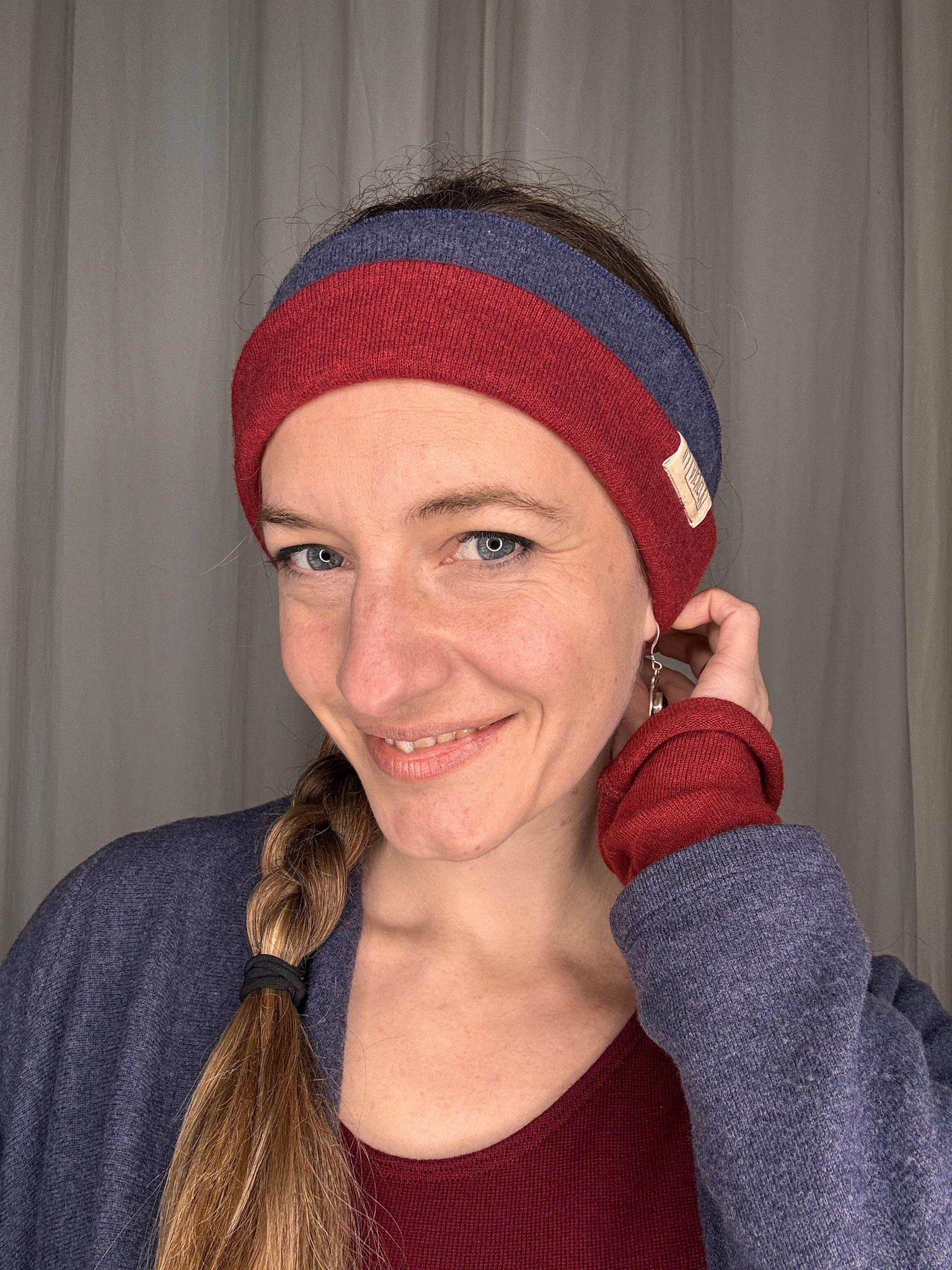 beide Seiten MerinoWolle Indigo mit Rot (die Farbe gibt es leider nicht mehr)