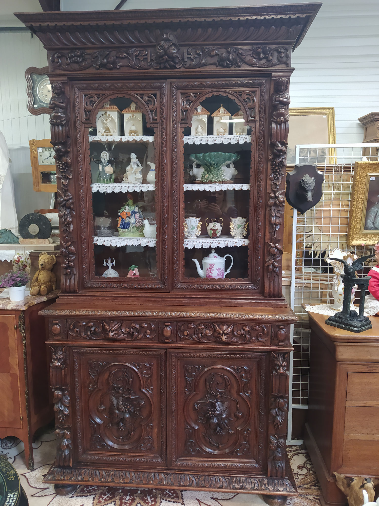 buffet vitré 2 corps lg 1m40 pf 53 cm ht 2m43,5