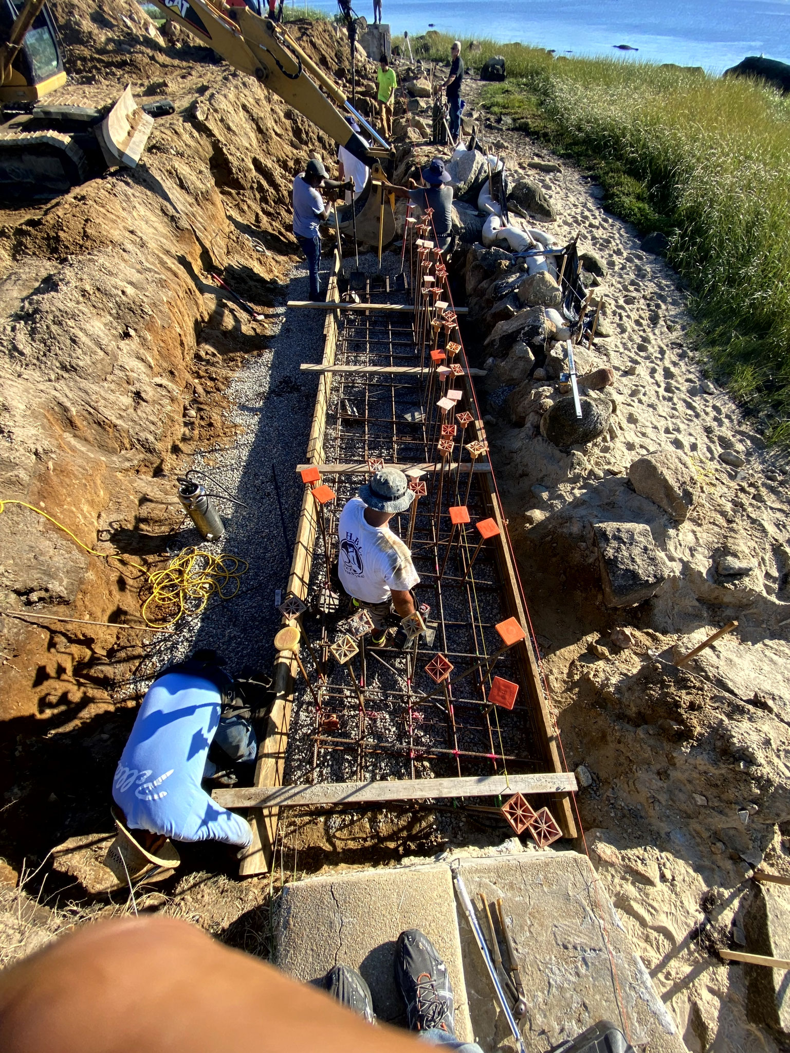 concrete placement of footings in short time window between tide cycles