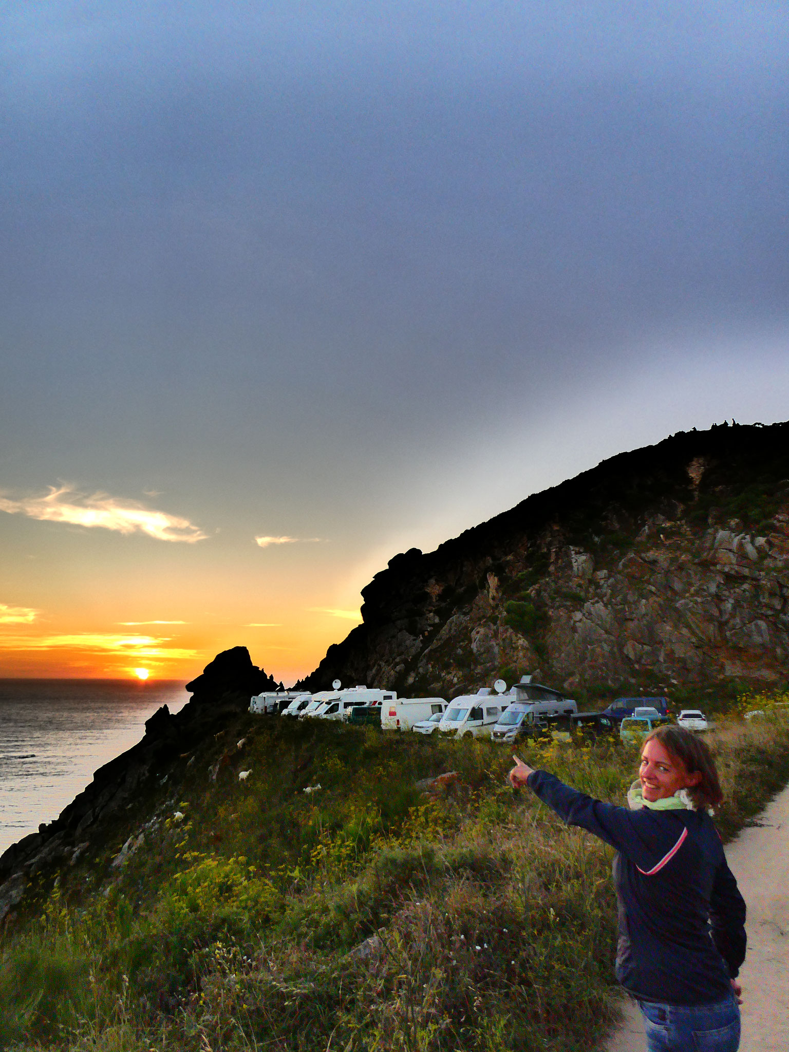 Unser Stellplatz am Cabo de Finisterre in Nordspanien