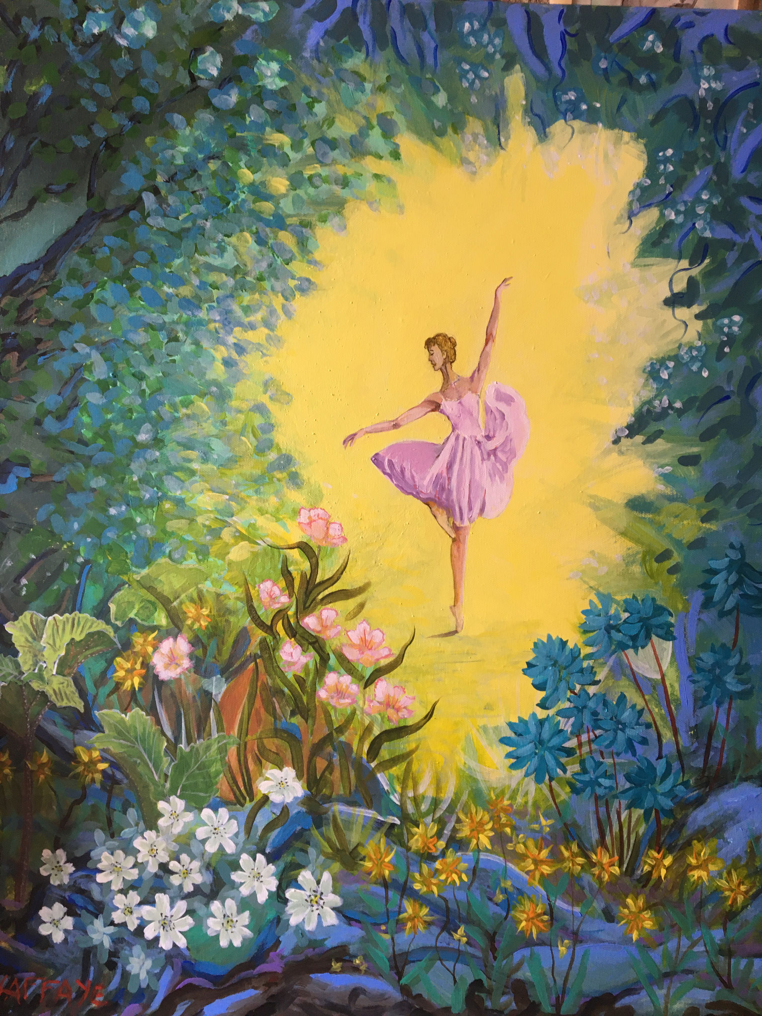 Danse la nature. 80x65cm. Cote 2023: 1250€. Prix public 900€.