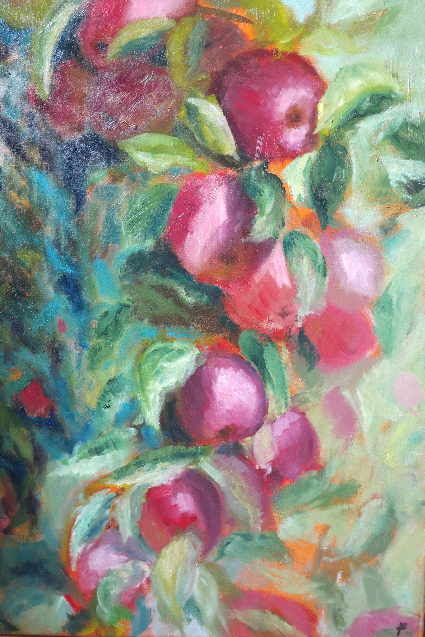 Tros appels in boom. II  50x70cm olie op linnen, 