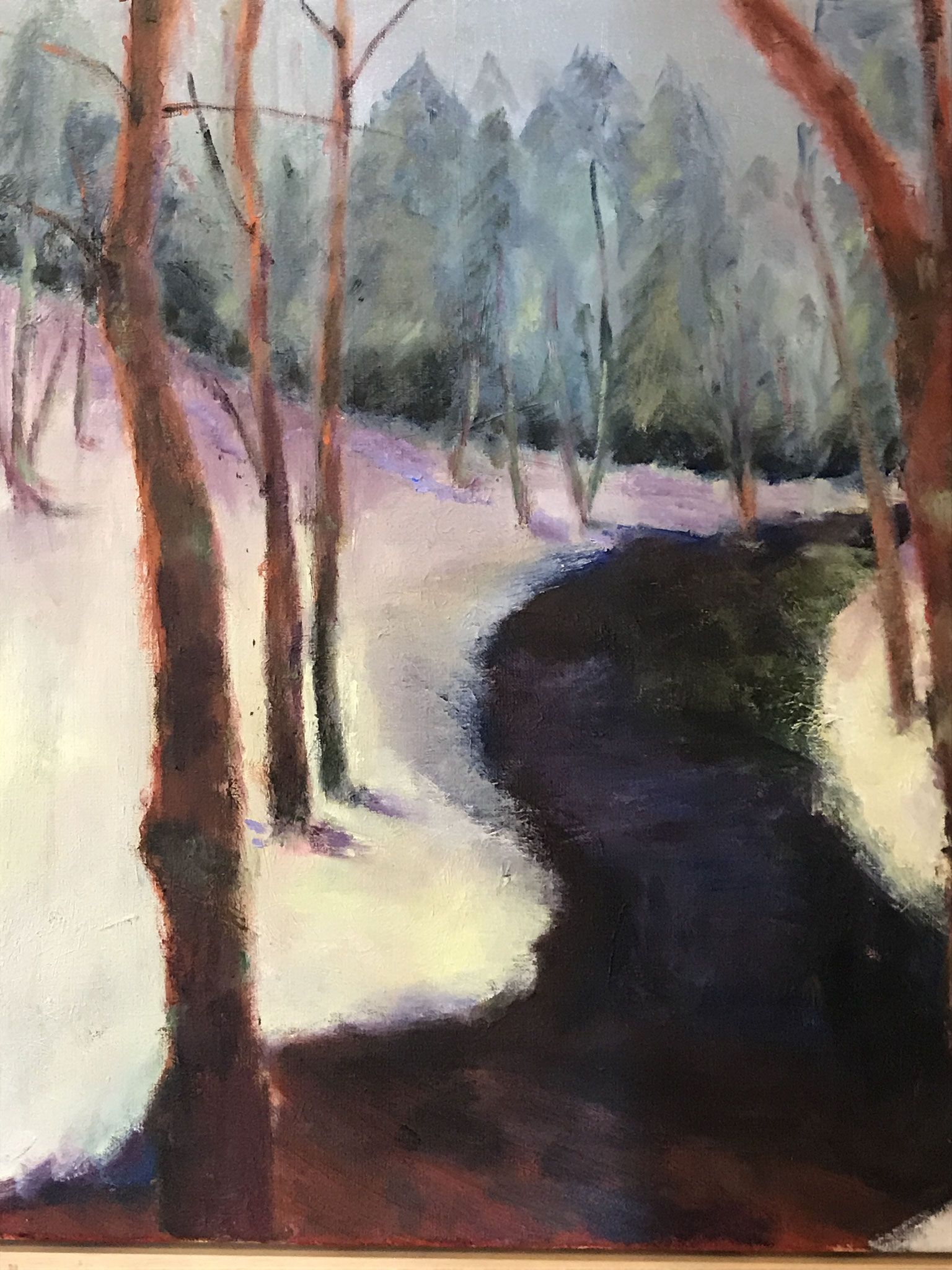 Winterbeek. 50x60cm olie op doek 