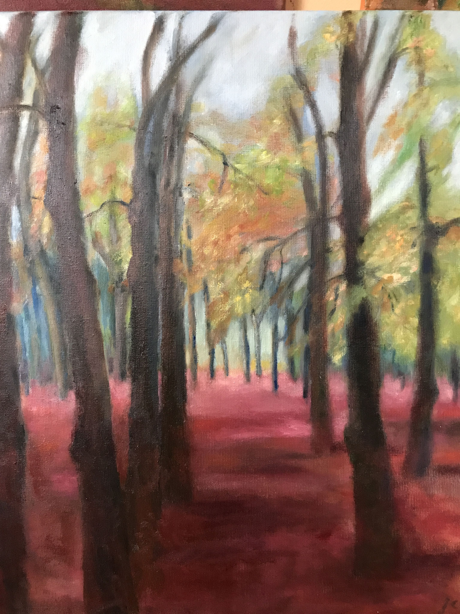 Herfst in Cronebos. 50x60cm.  olie op linnen. 400 euro.