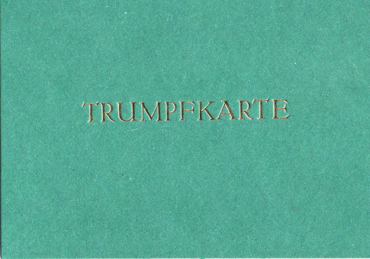 Trumpfkarte petrol 3 Euro