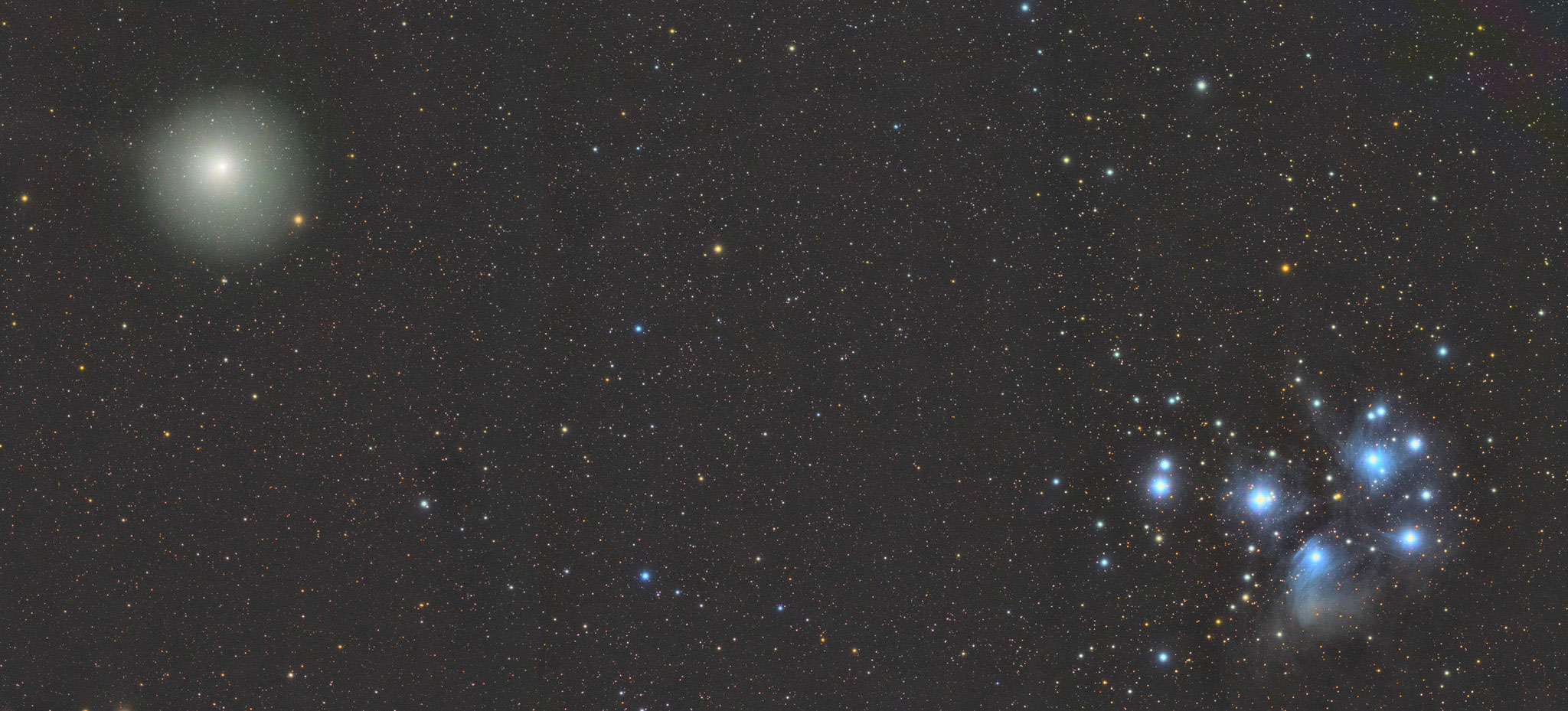 M45 et 46P/Wirtanen, Fabien, lunette 71, Sadr Chili