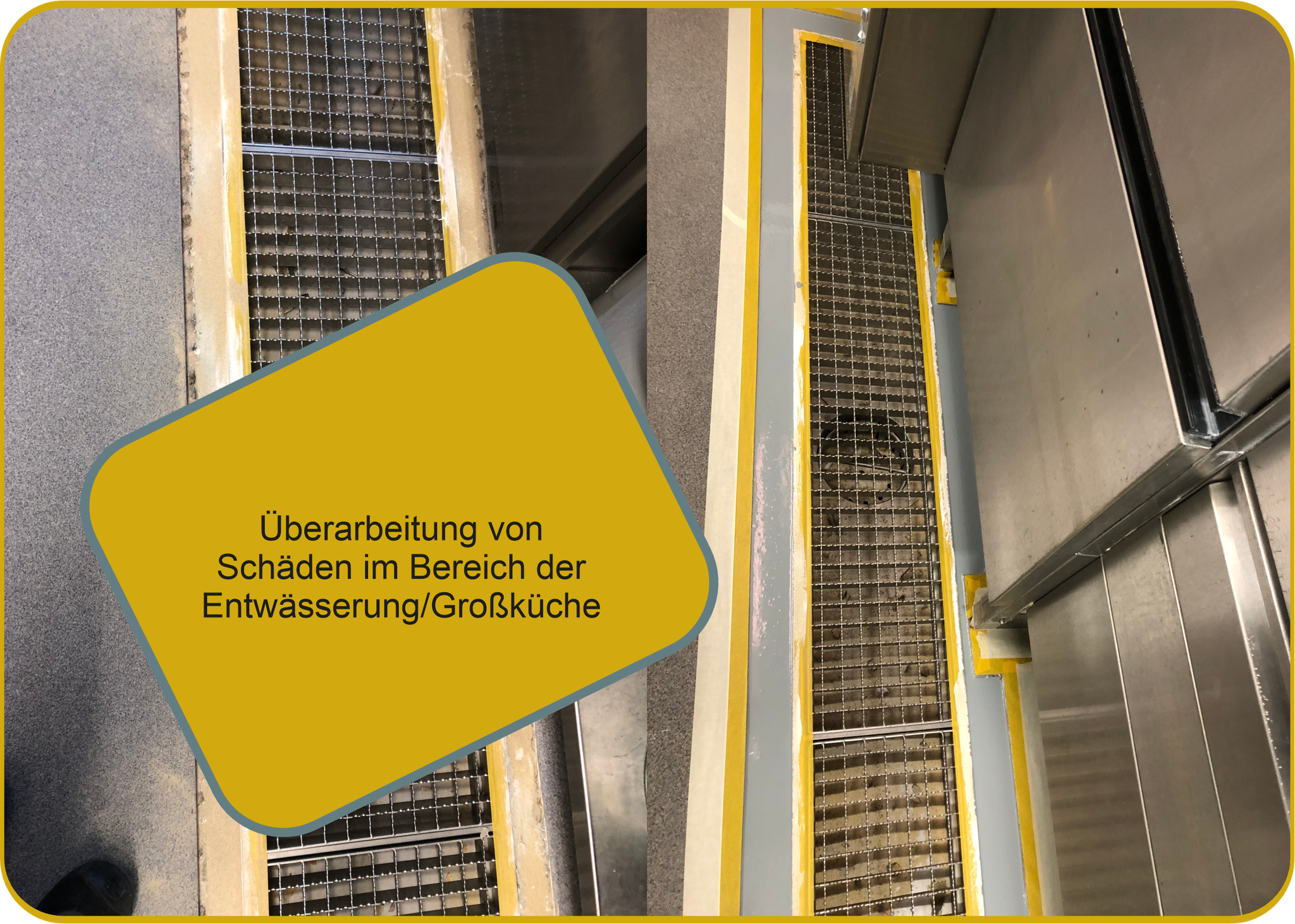 Detail Rinnensanierung Großküche vorher/nachher