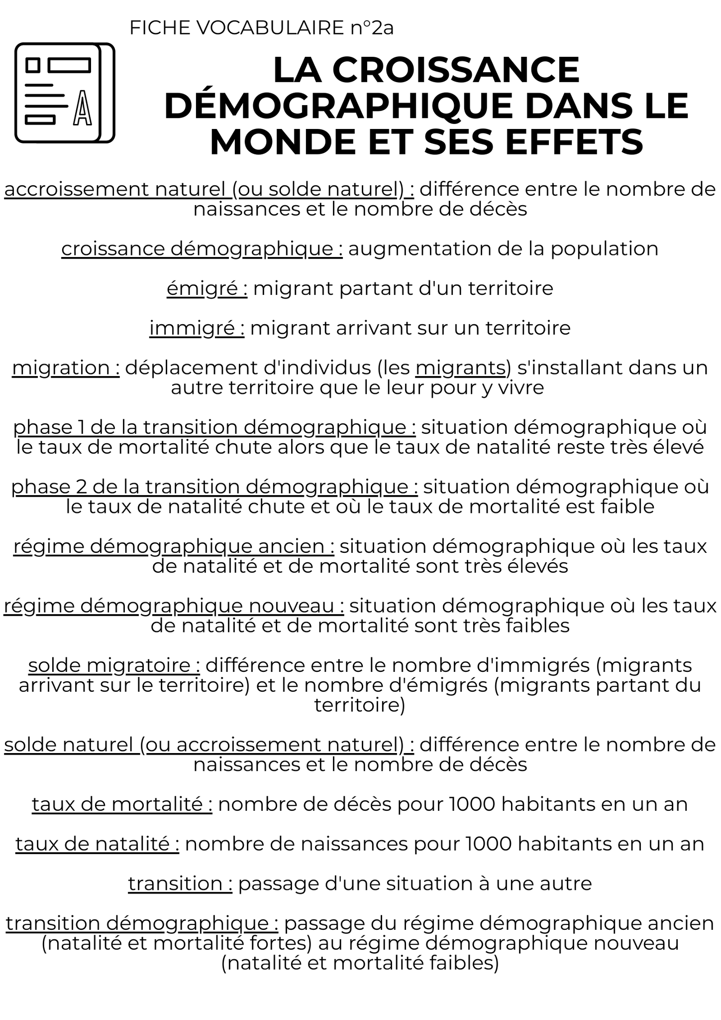 Evaluation 5eme La Croissance Demographique Et Ses Effets La croissance démographique dans le monde et ses effets (géographie, 5e