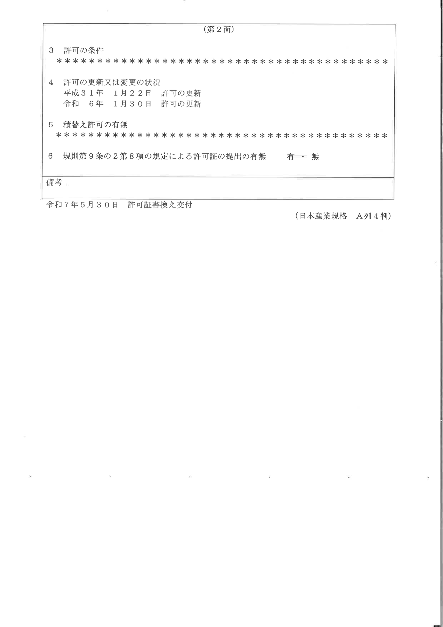 各種許可 - 有限会社鈴木清掃