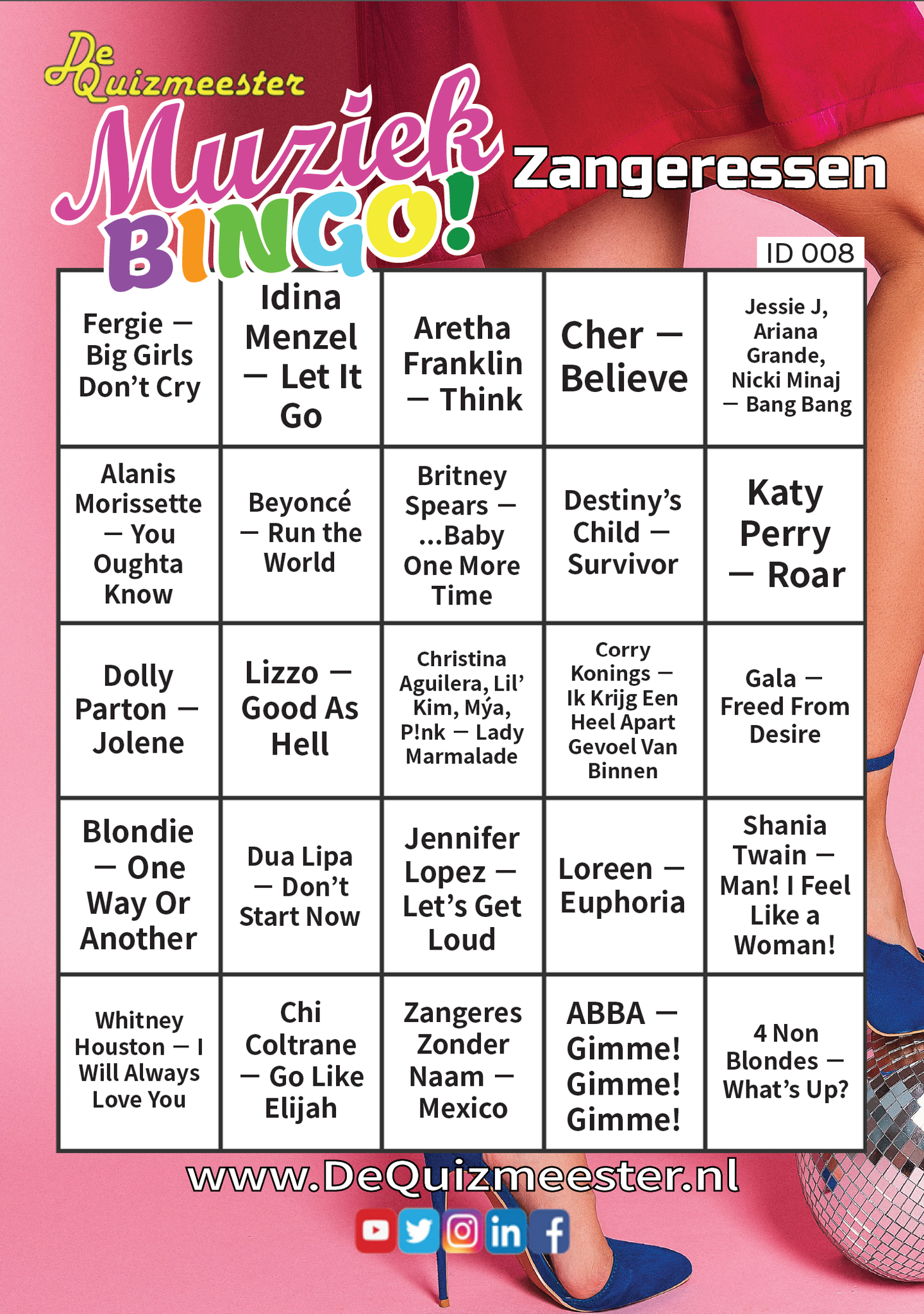 Muziekbingo ladies night vrouwen 