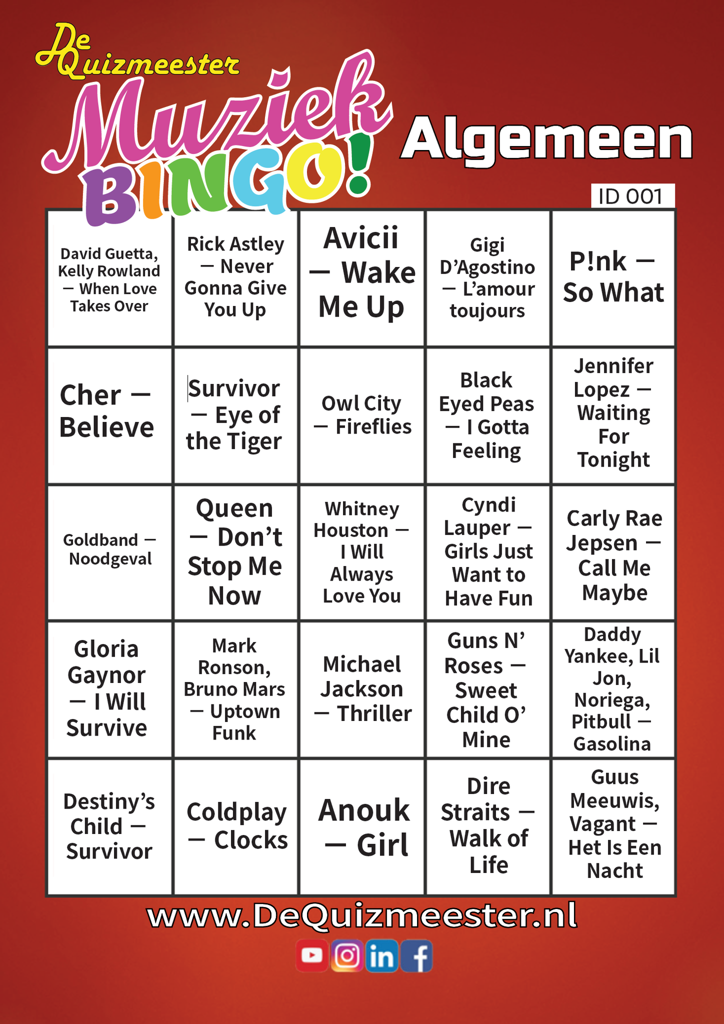 Muziekbingo Algemeen