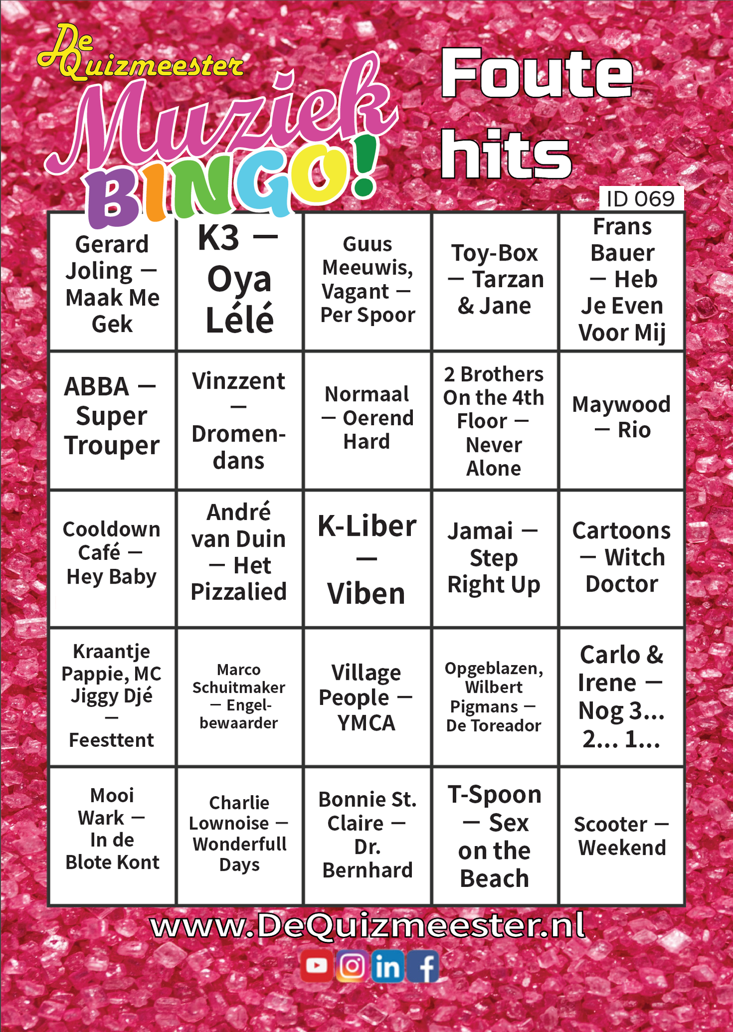 Foute Muziekbingo Foute hits Foute uur