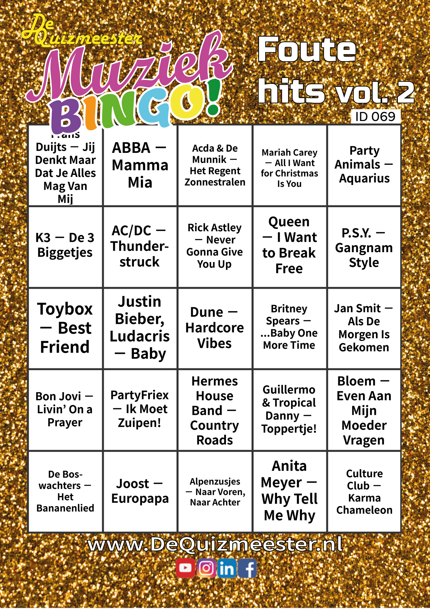 Foute Muziekbingo foute hits foute uur muziek bingo