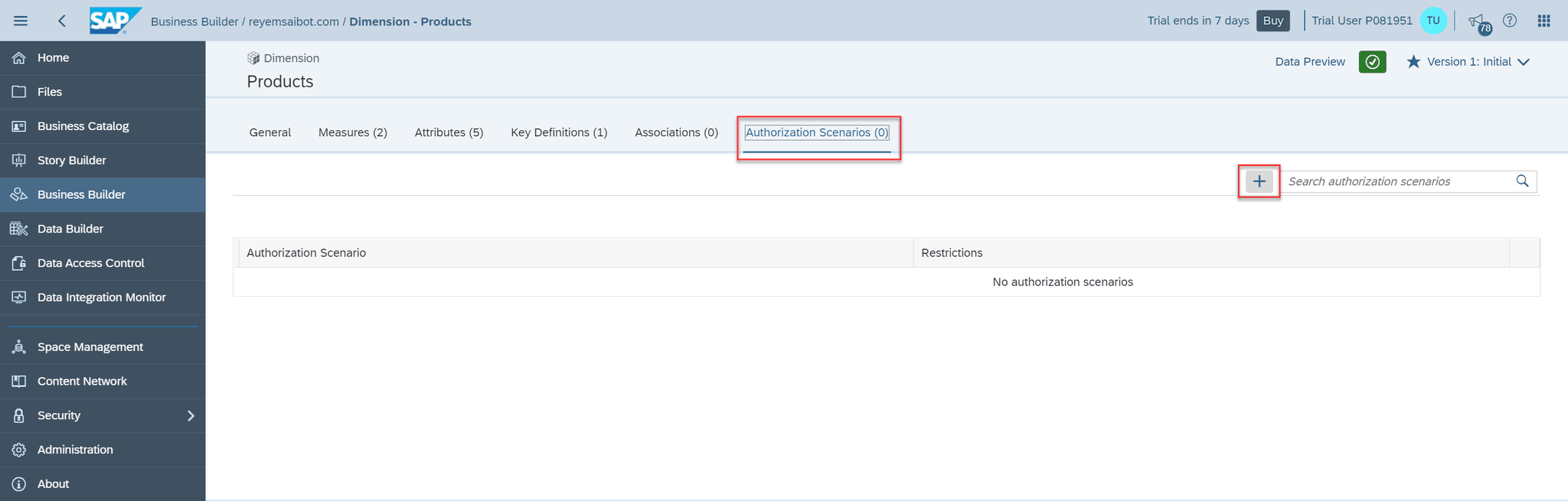 SAP Data Warehouse Cloud Add Authorization Scenario to Dimension