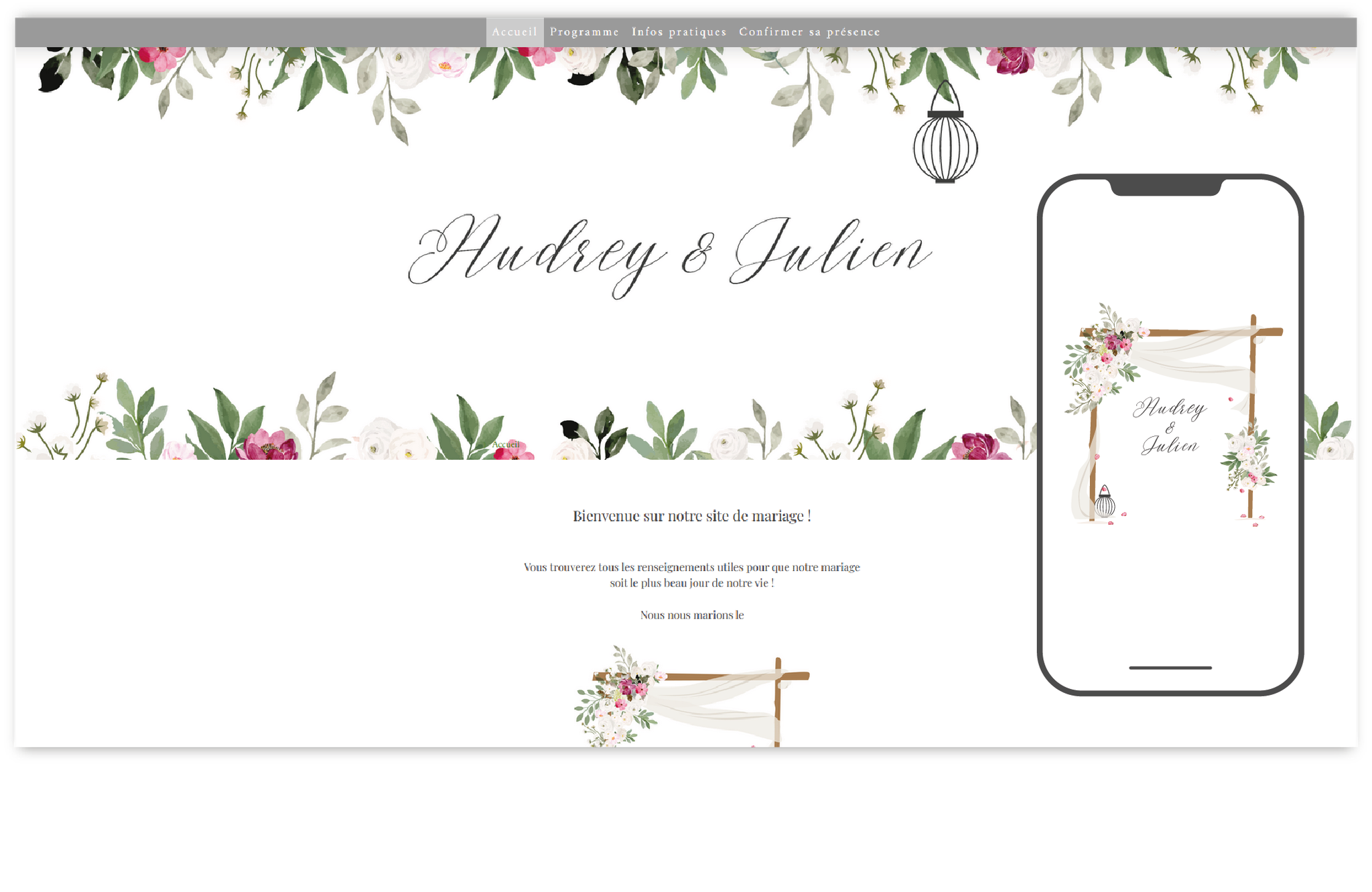 site internet de mariage arche nuptial