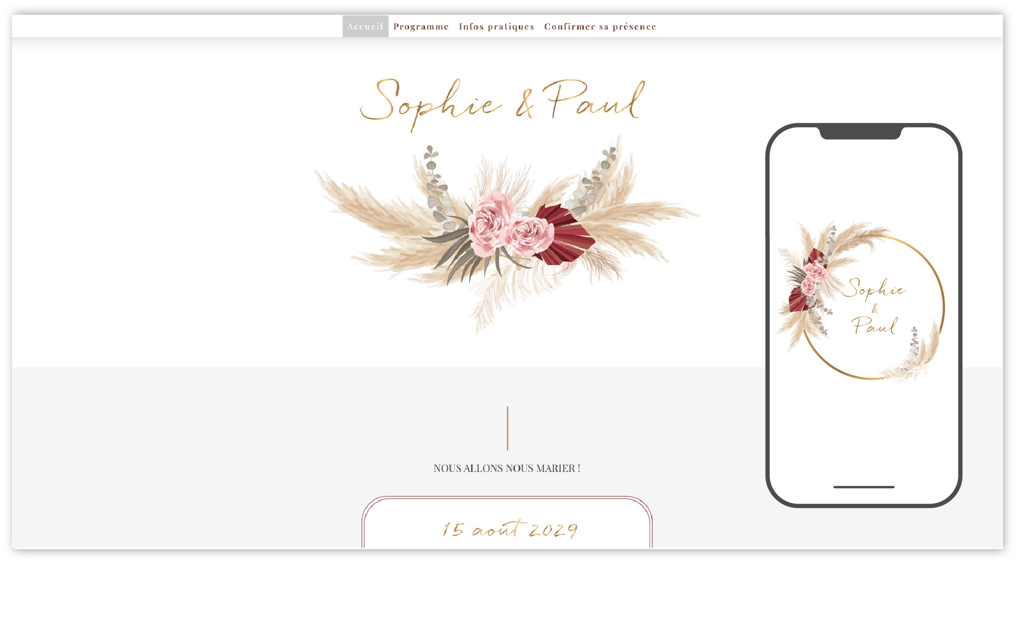site internet de mariage Pampa boheme