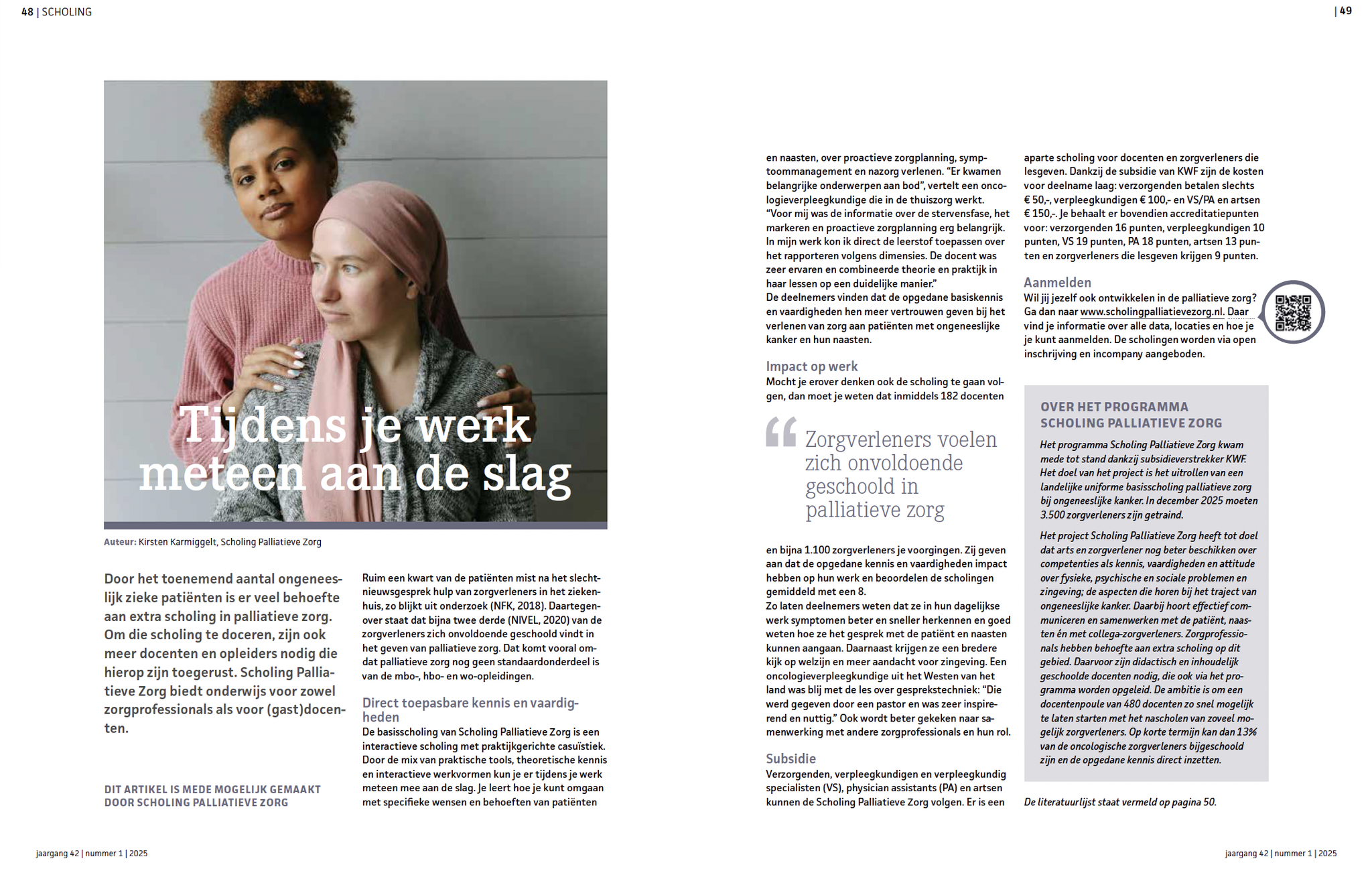 Februari 2025: Artikel in het blad Oncologica van V&VN over de Scholing Palliatieve Zorg